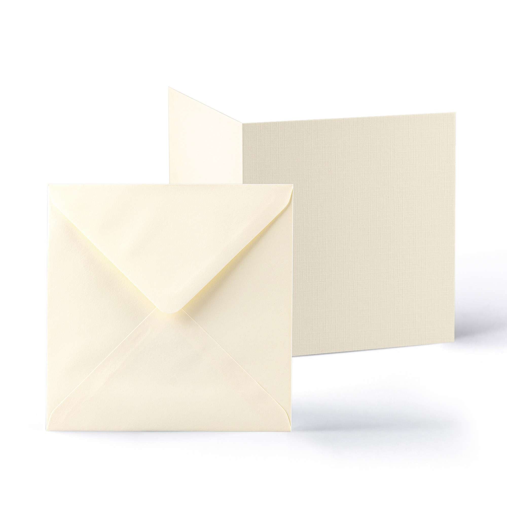 White V-Flap Envelope & Linen Card Pack - Ivory 155 x 155 mm + 145 x 145 mm