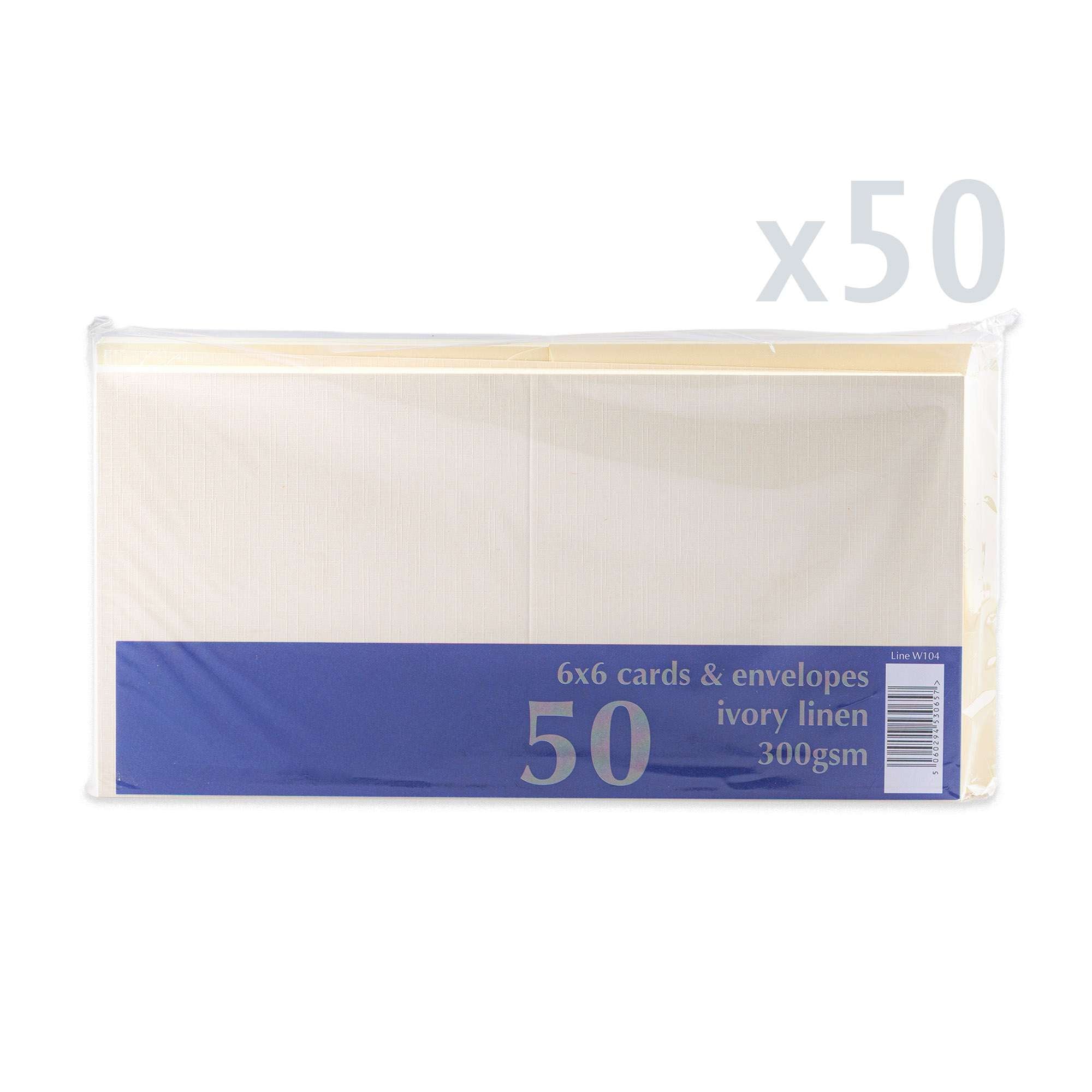 White V-Flap Envelope & Linen Card Pack - Ivory 155 x 155 mm + 145 x 145 mm