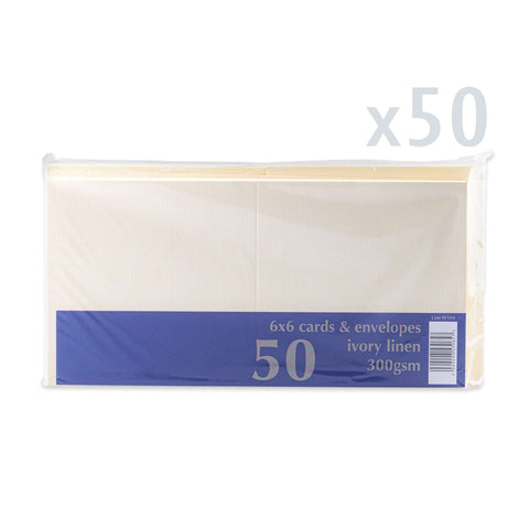 White V-Flap Envelope & Linen Card Pack - Ivory 155 x 155 mm + 145 x 145 mm