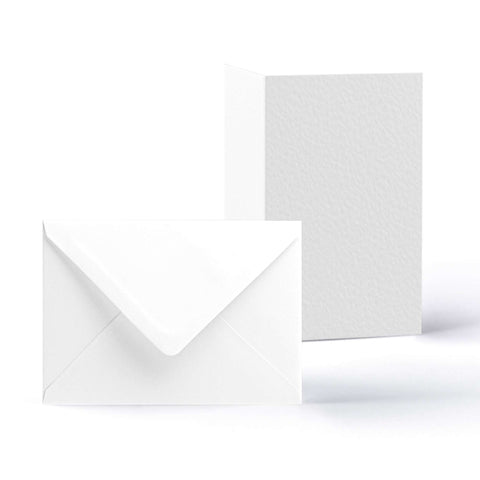 White V-Flap Envelope & Hammered Card Pack - White 114 x 162 mm + 105 x 148 mm