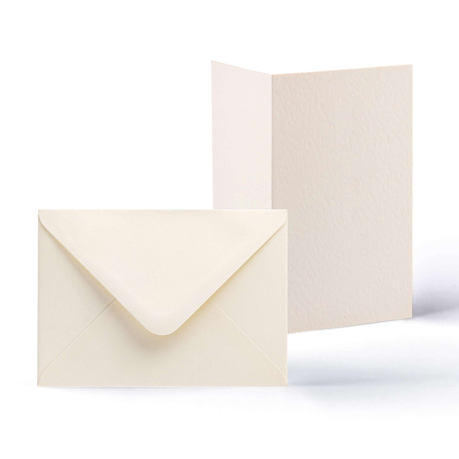 White V-Flap Envelope & Hammered Card Pack - Ivory 114 x 192 mm + 105 x 148 mm