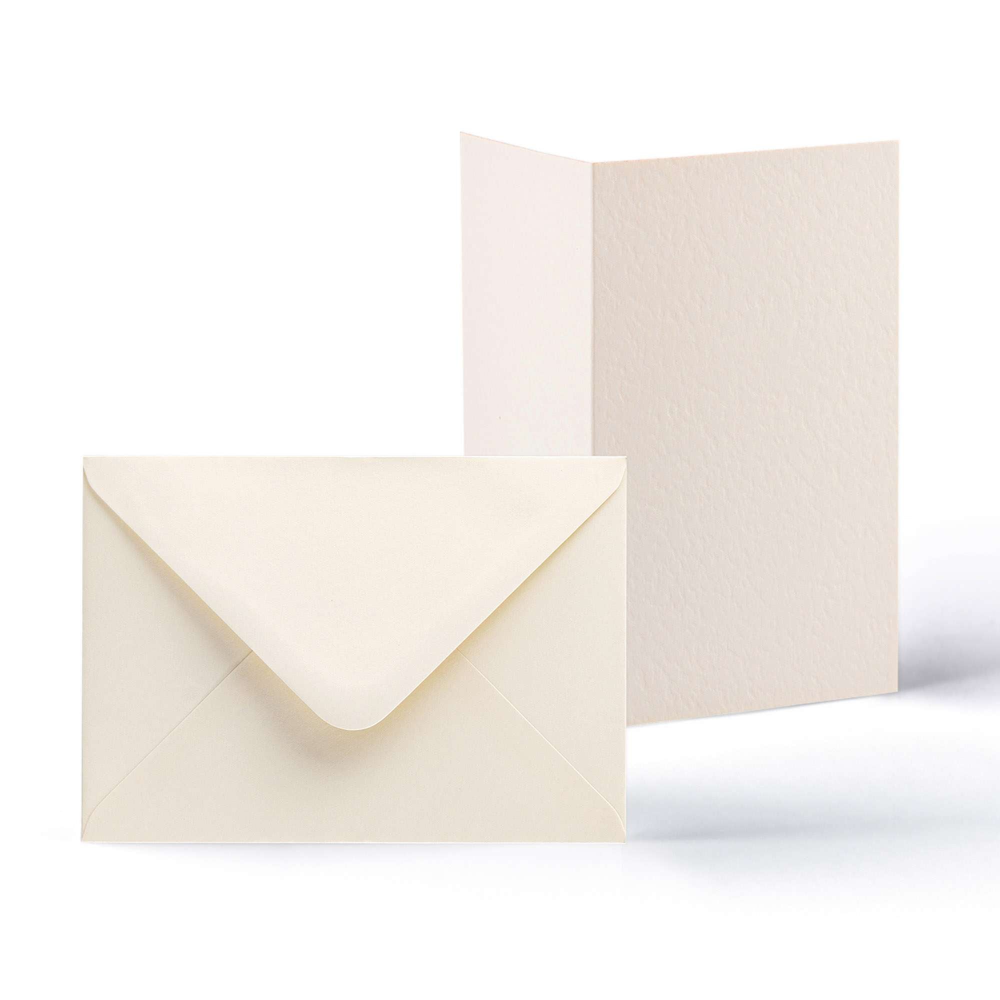 White V-Flap Envelope & Hammered Card Pack - Ivory 114 x 192 mm + 105 x 148 mm