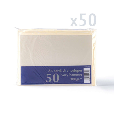 White V-Flap Envelope & Hammered Card Pack - Ivory 114 x 192 mm + 105 x 148 mm