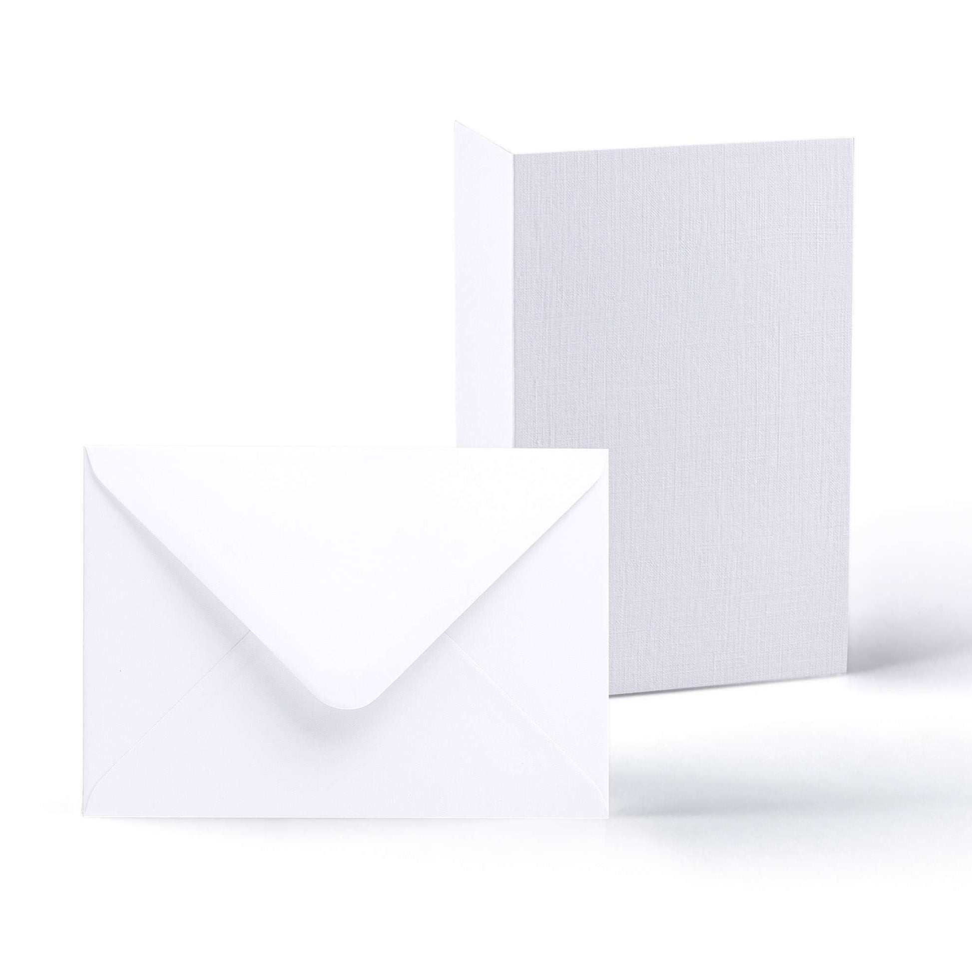 White V-Flap Envelope & Linen Card Pack - White 114 x 162 mm + 105 x 148 mm