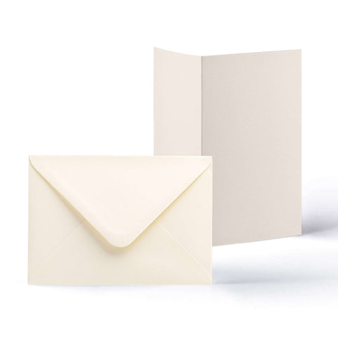 White V-Flap Envelope & Linen Card Pack - Ivory 114 x 162 mm + 105 x 148 mm