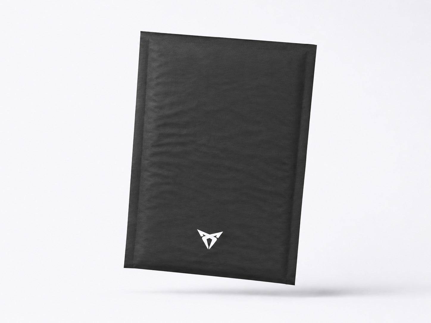 Black rectangular pad with a logo on a white background
