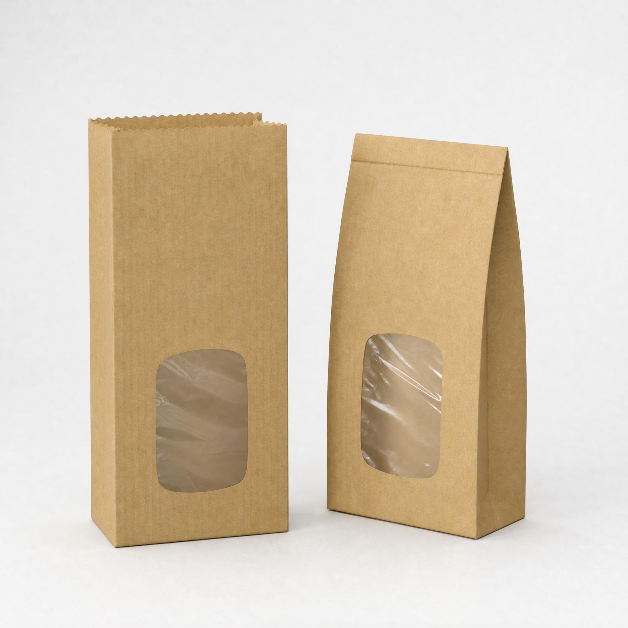 Kraft Paper Food Bags - With Window 315 x 136mm