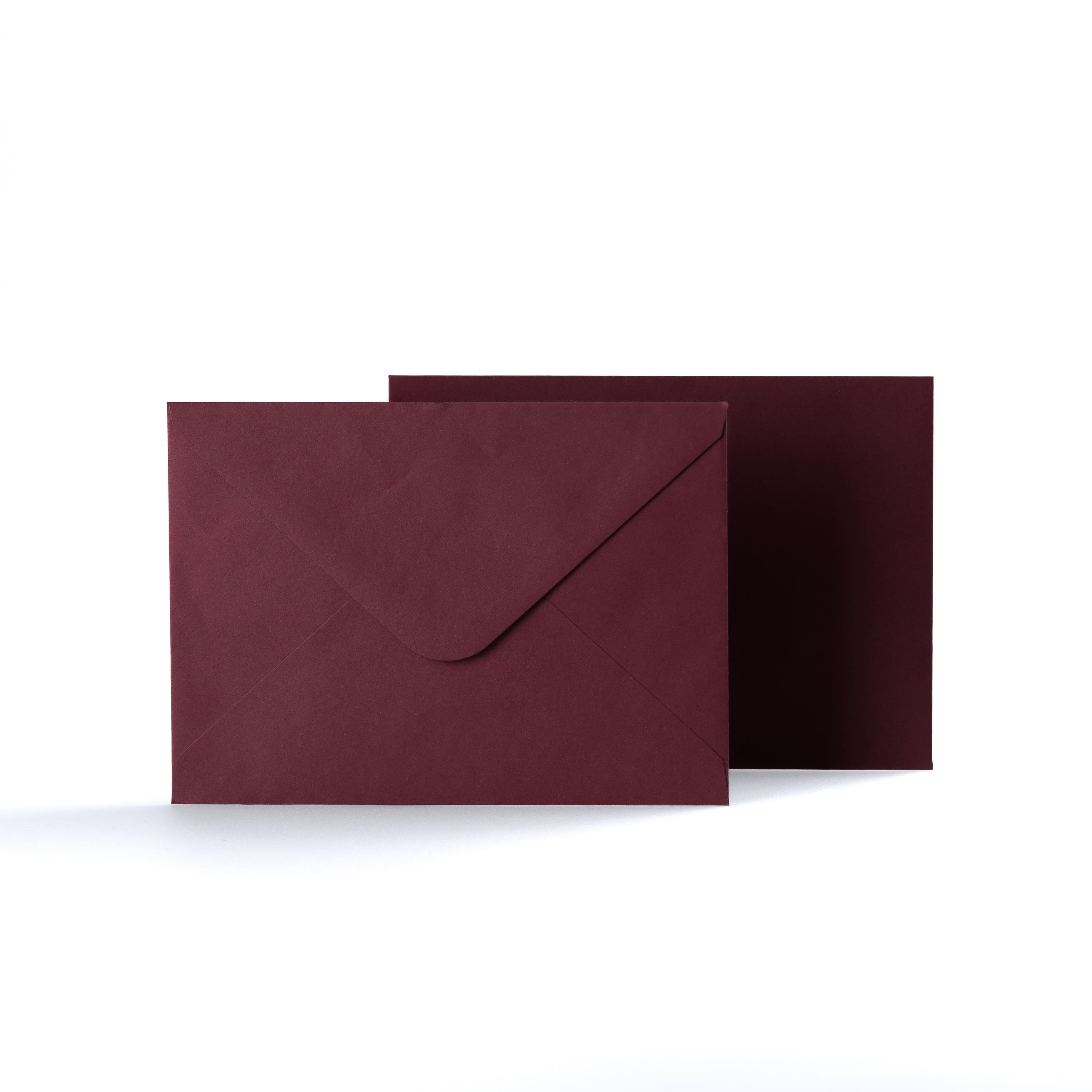 Burgundy Coloured Gummed V Flap Envelopes - DL - 110 x 220mm