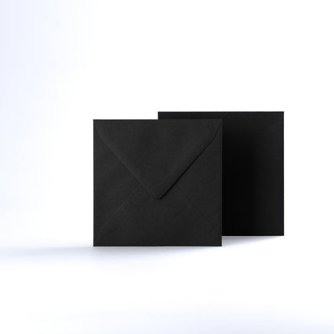 Black Coloured Gummed V Flap Envelopes - Square - 130 x 130mm