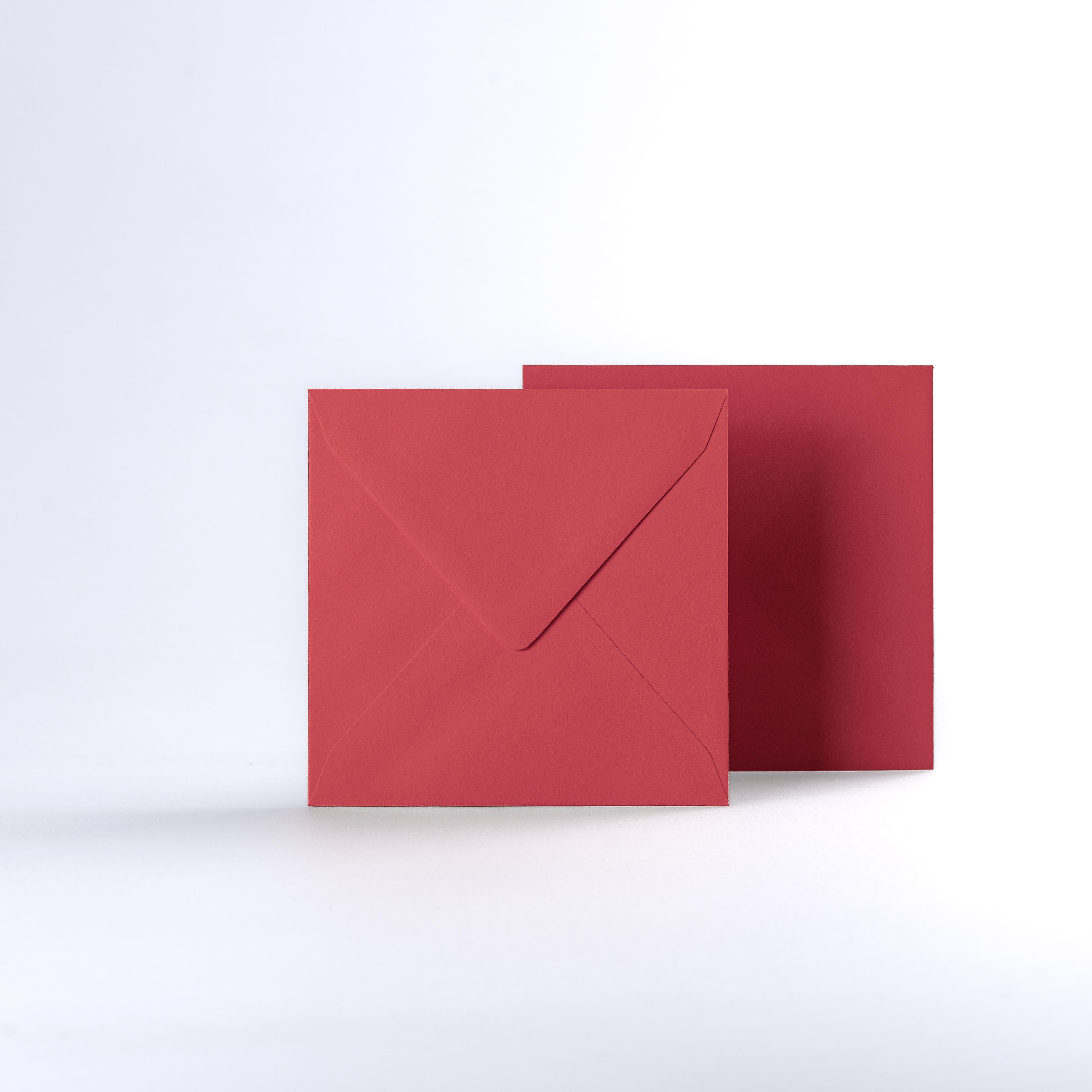 Bright Red Coloured Gummed V Flap Envelopes - Square - 130 x 130mm