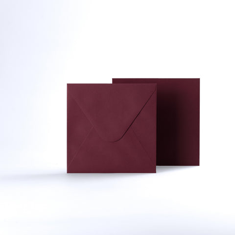 Burgundy Coloured Gummed V Flap Envelopes - Square - 130 x 130mm