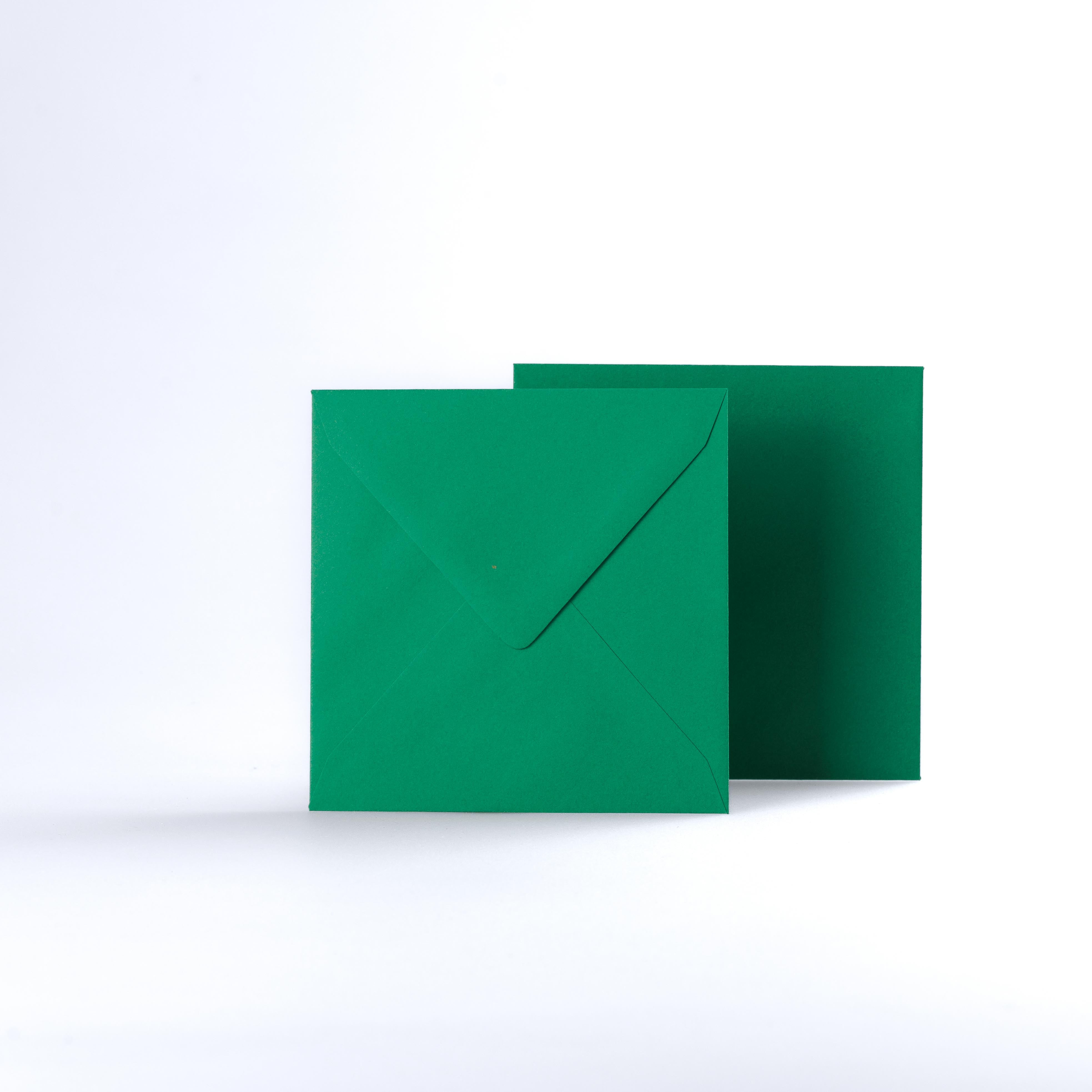 Dark Green Coloured Gummed V Flap Envelopes - Square - 130 x 130mm