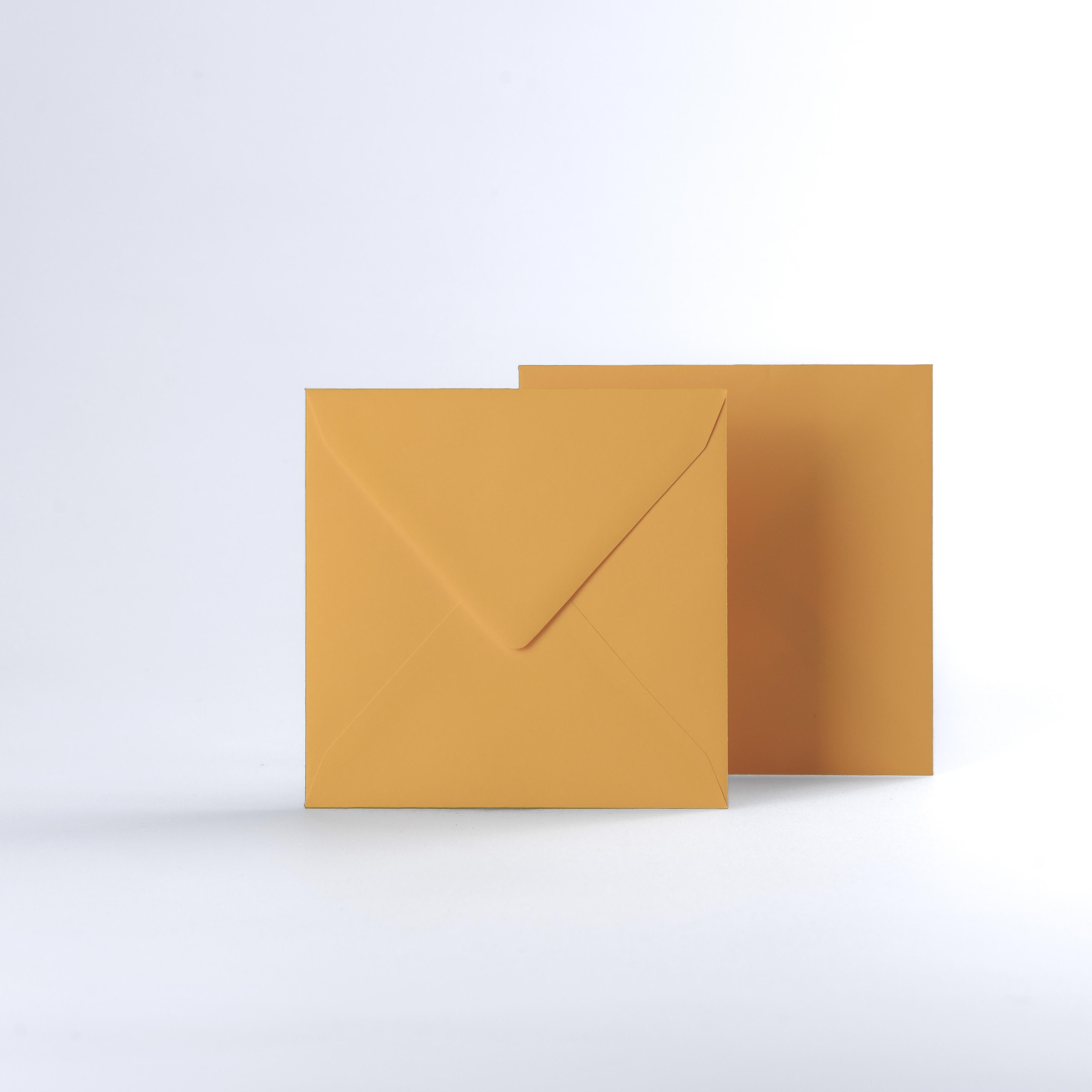 Dark Yellow Coloured Gummed V Flap Envelopes - Square - 130 x 130mm