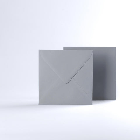 Pale Grey Coloured Gummed V Flap Envelopes - Square - 130 x 130mm