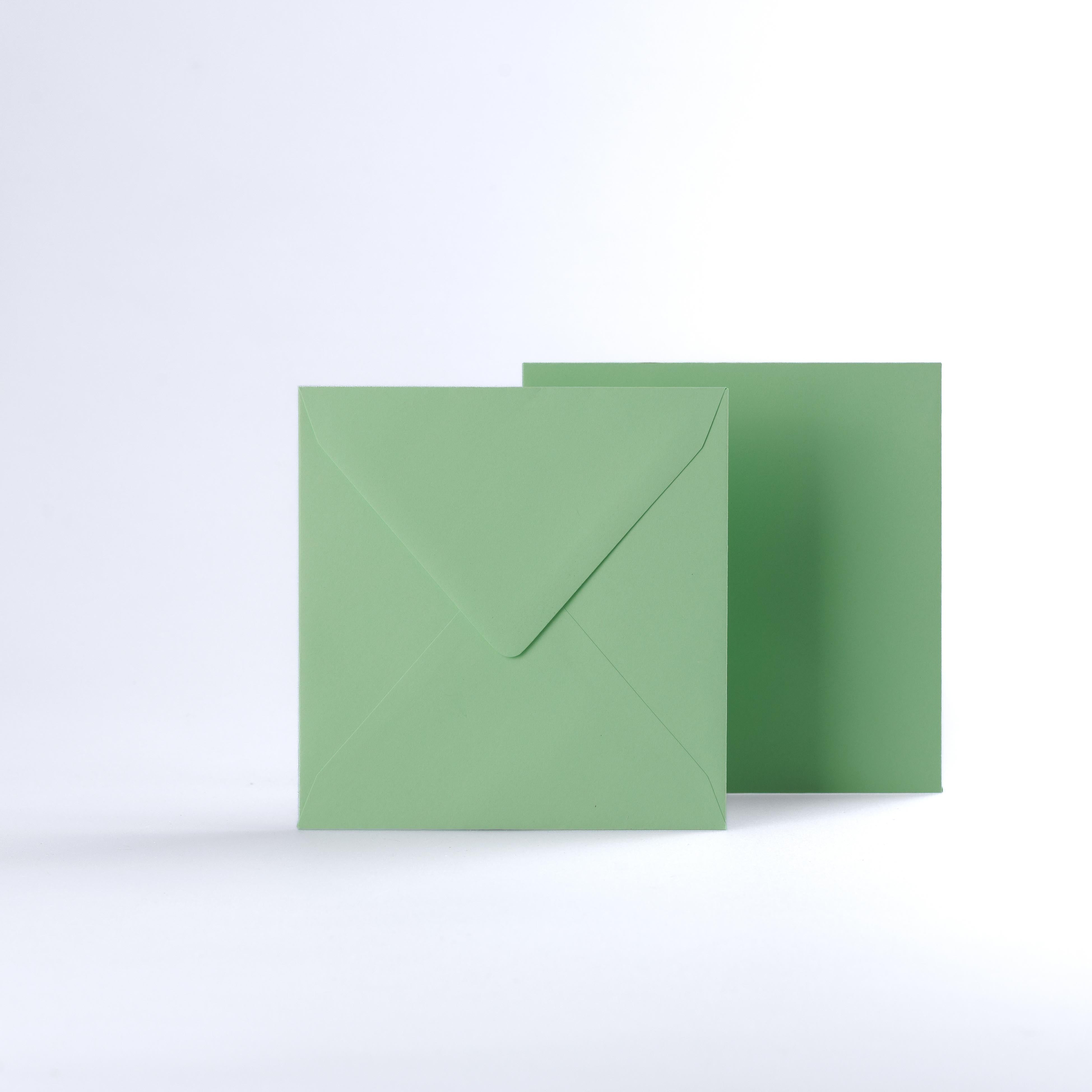 Pale Green Coloured Gummed V Flap Envelopes - Square - 130 x 130mm