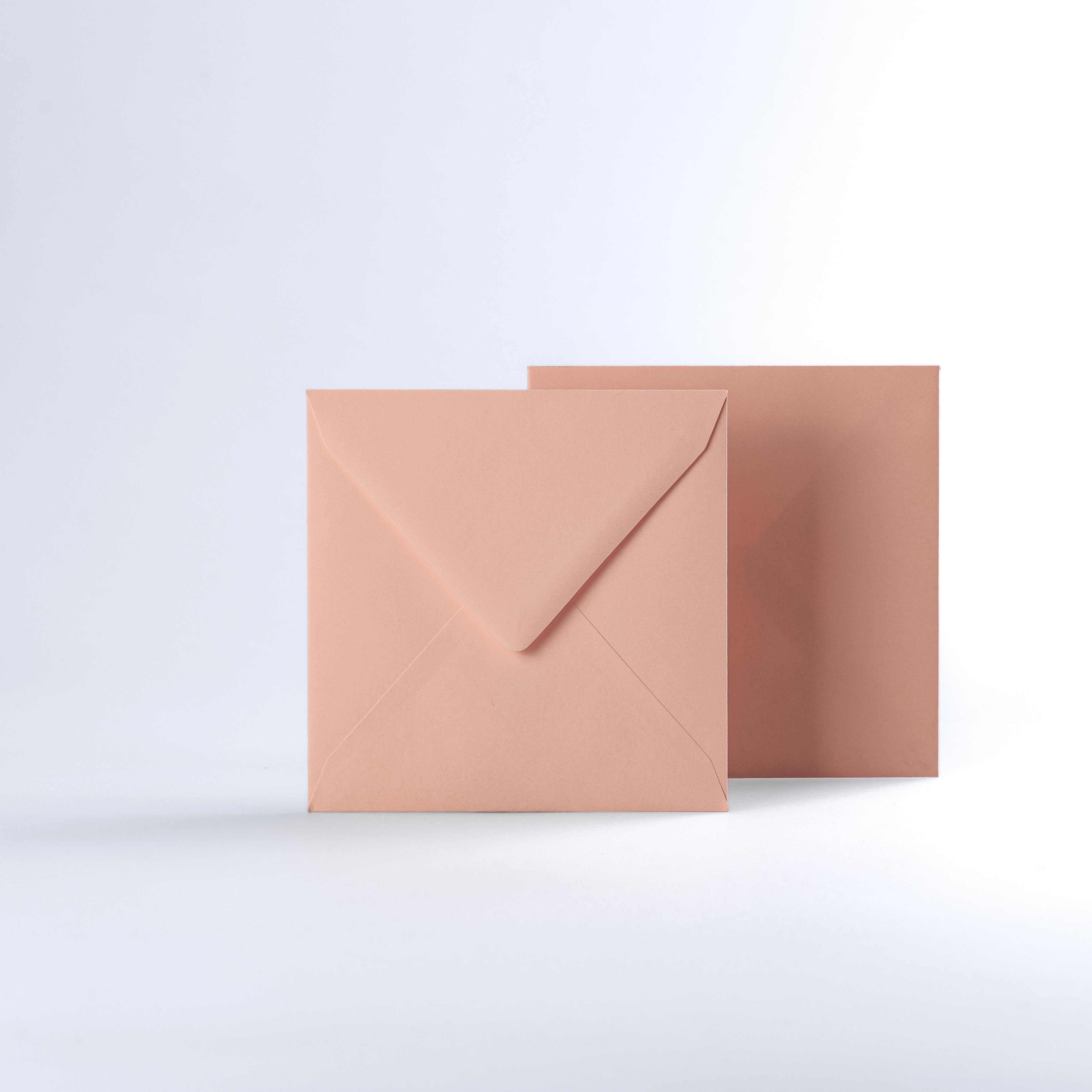 Salmon Pink Coloured Gummed V Flap Envelopes - Square - 130 x 130mm