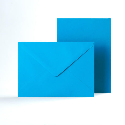 Bright Blue Coloured Gummed V Flap Envelopes - 133 x 184mm