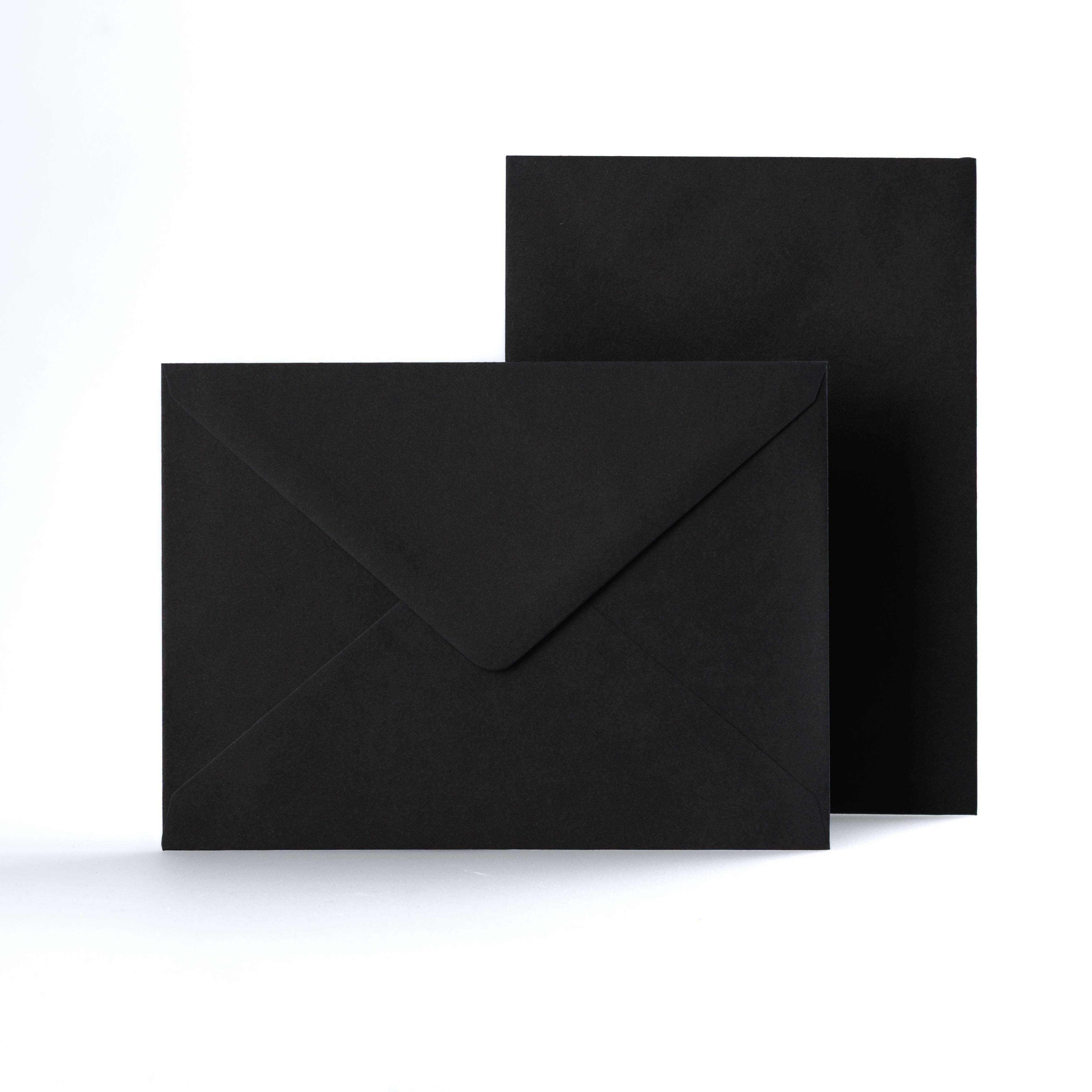 Black Coloured Gummed V Flap Envelopes - 133 x 184mm