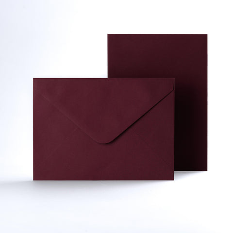 Burgundy Coloured Gummed V Flap Envelopes - 133 x 184mm