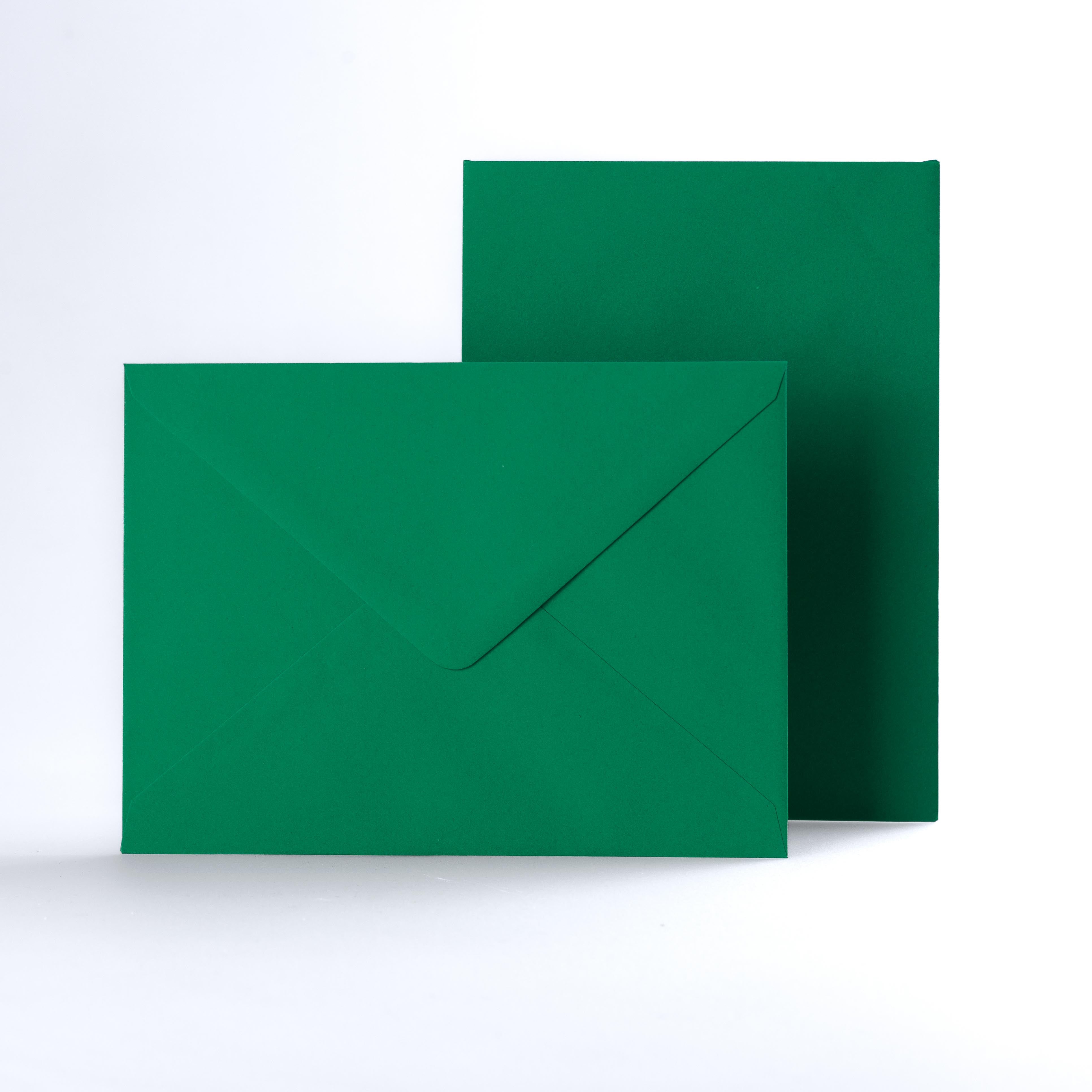 Dark Green Coloured Gummed V Flap Envelopes - 133 x 184mm