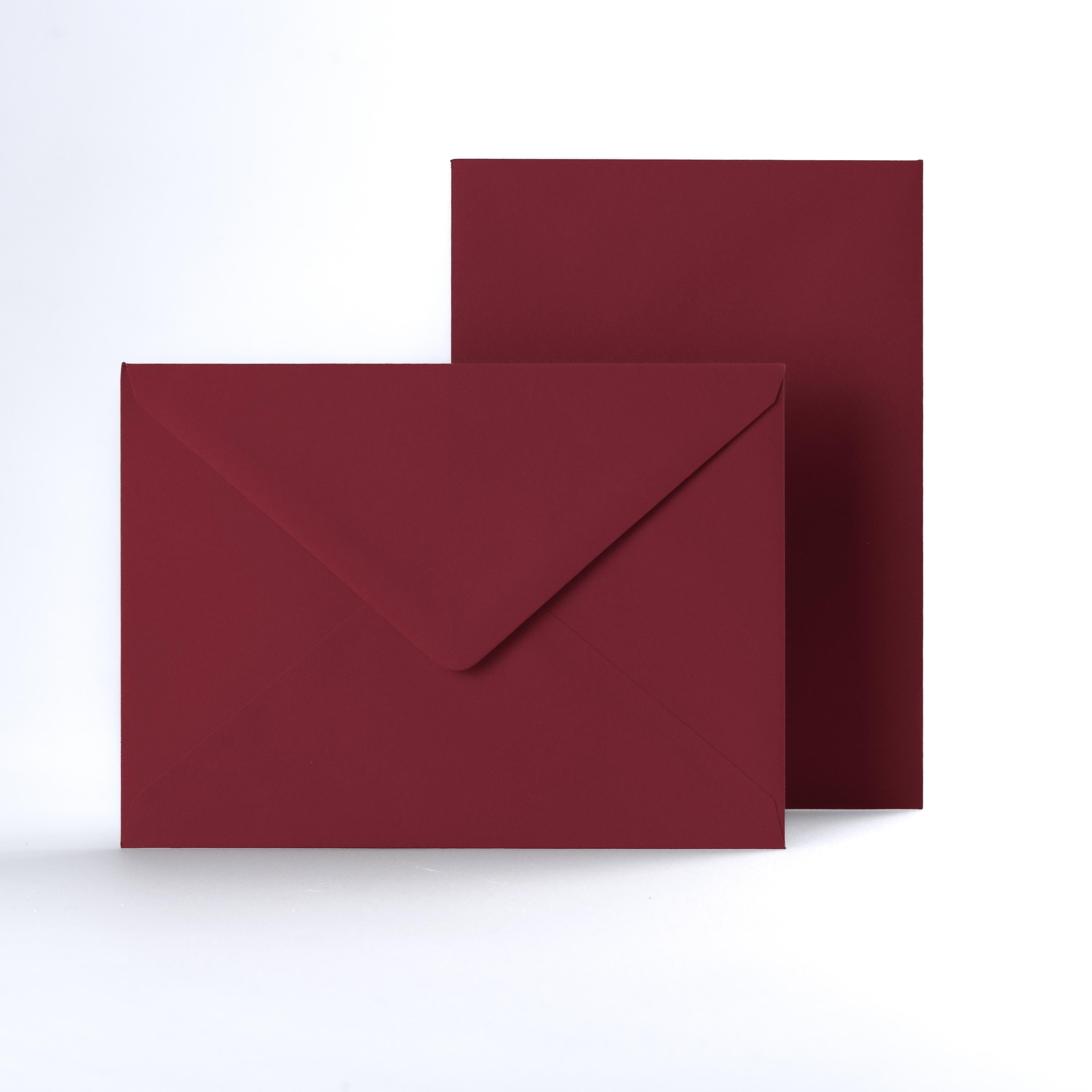 Dark Red Coloured Gummed V Flap Envelopes - 133 x 184mm