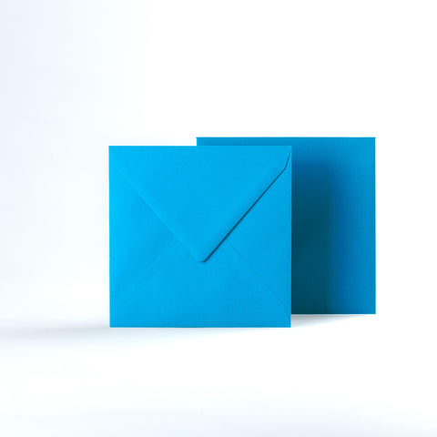 Bright Blue Coloured Gummed V Flap Envelopes - Square - 140 x 140mm