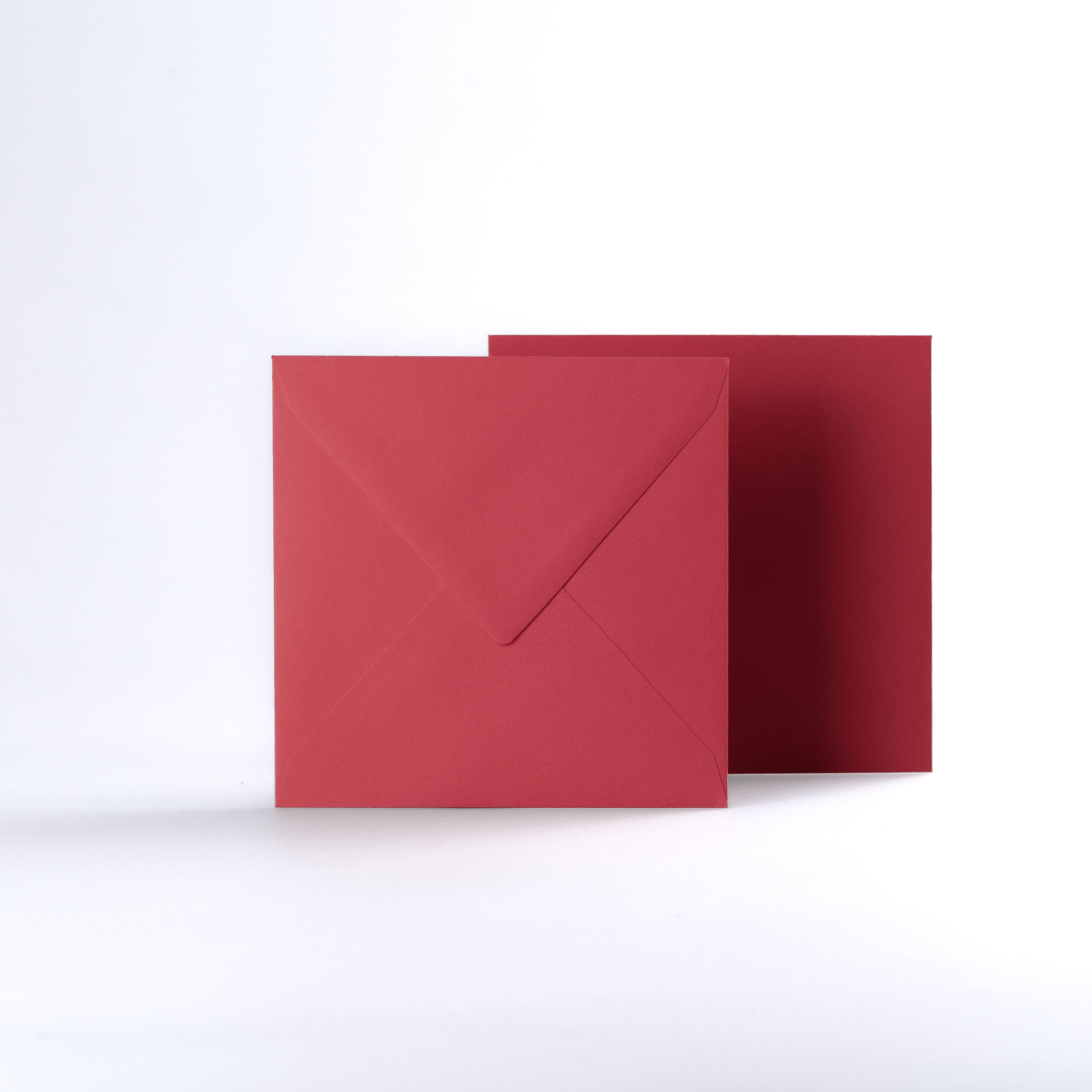 Bright Red Coloured Gummed V Flap Envelopes - Square - 140 x 140mm