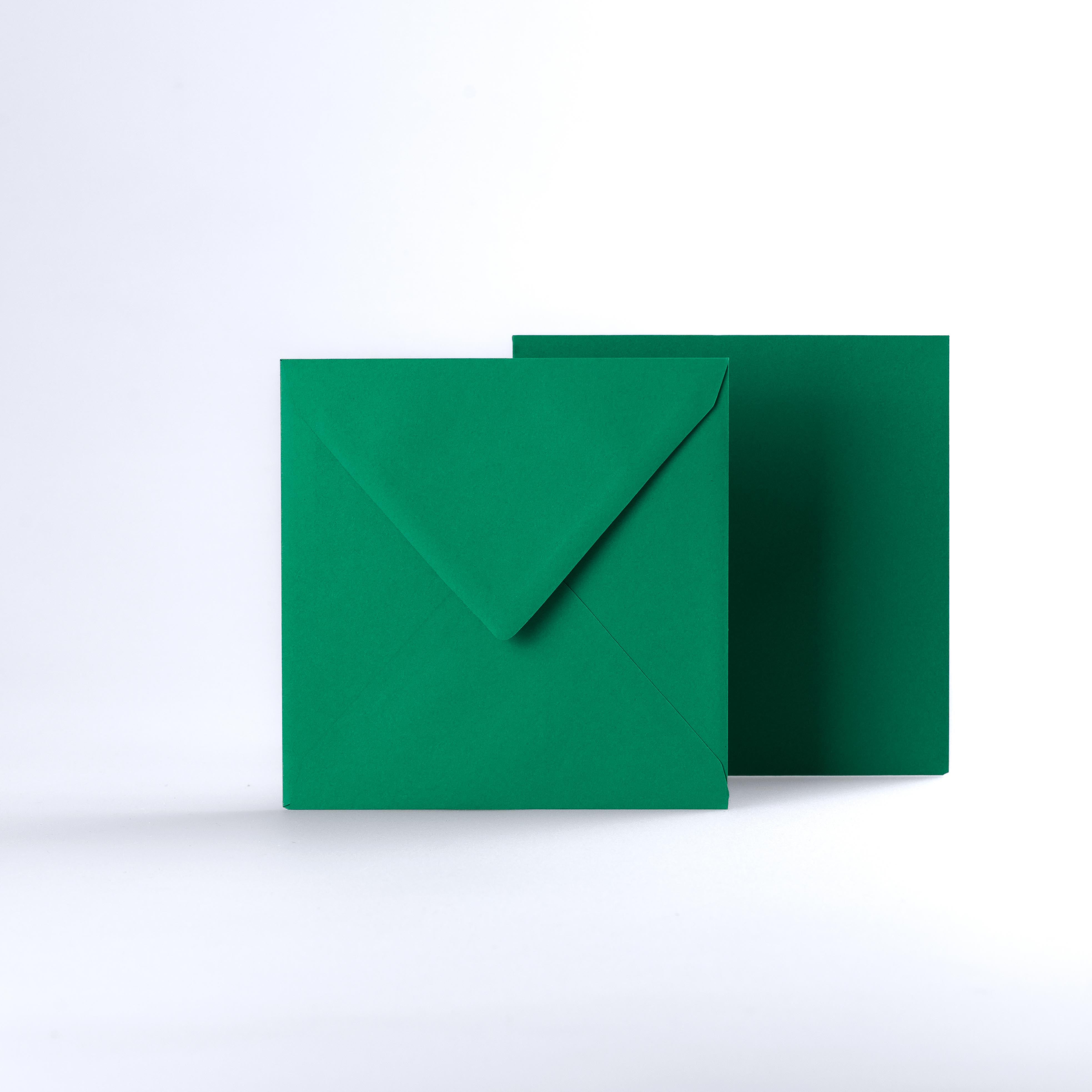 Dark Green Coloured Gummed V Flap Envelopes - Square - 140 x 140mm