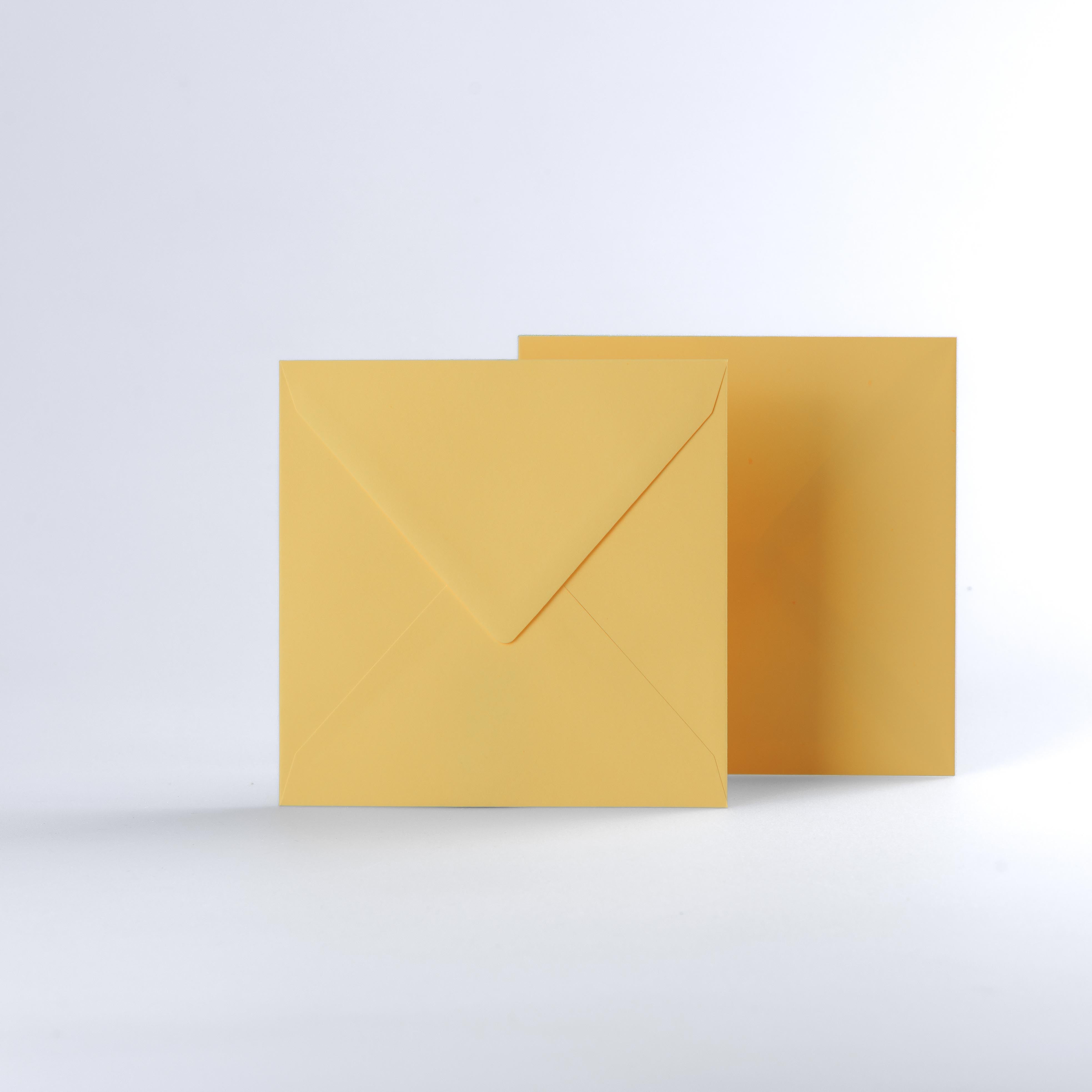 Mid Yellow Coloured Gummed V Flap Envelopes - Square - 140 x 140mm