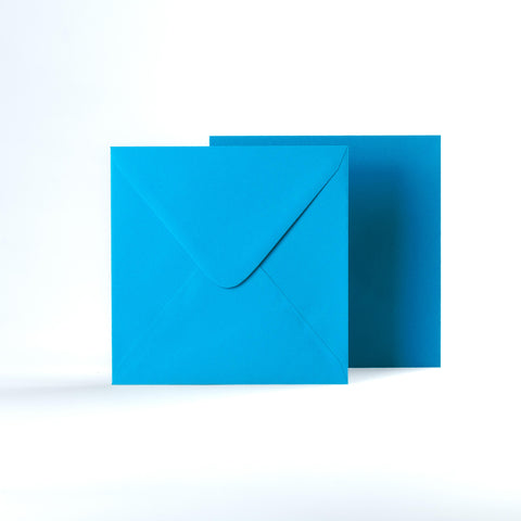 Bright Blue Coloured Gummed V Flap Envelopes - Square - 155 x 155mm