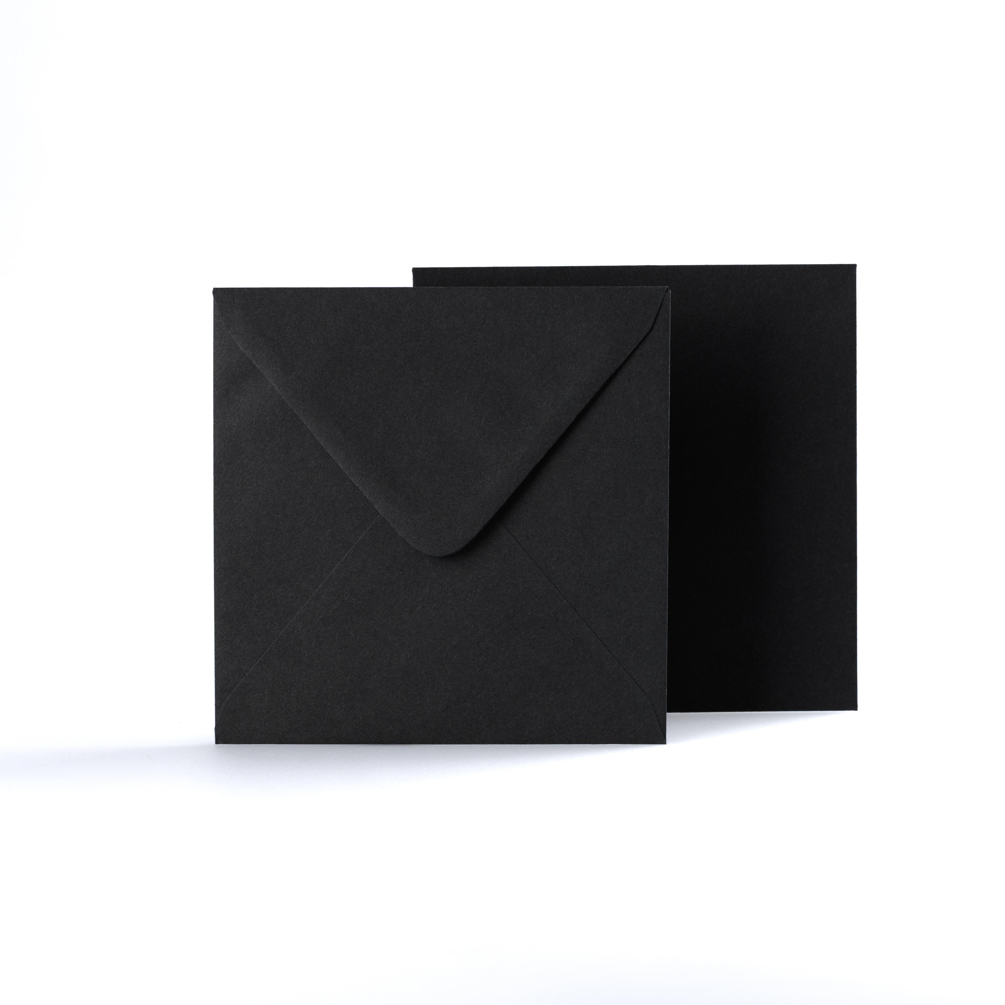 Black Coloured Gummed V Flap Envelopes - Square - 155 x 155mm