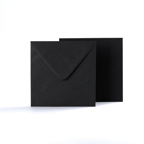 Black Coloured Gummed V Flap Envelopes - Square - 155 x 155mm