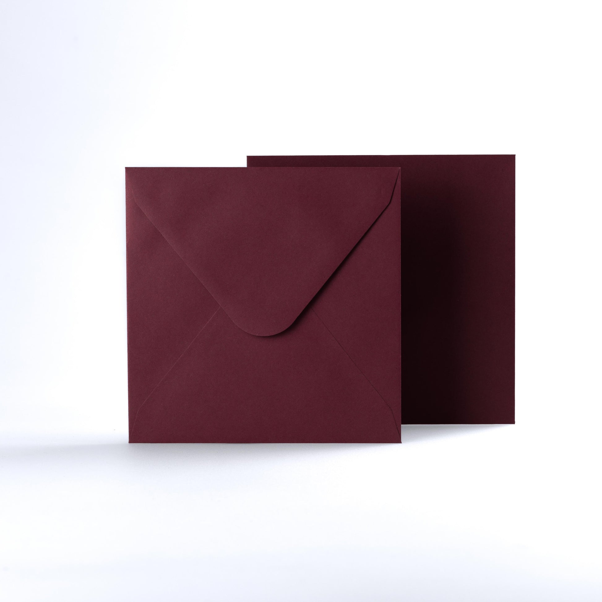 Burgundy Coloured Gummed V Flap Envelopes - Square - 155 x 155mm