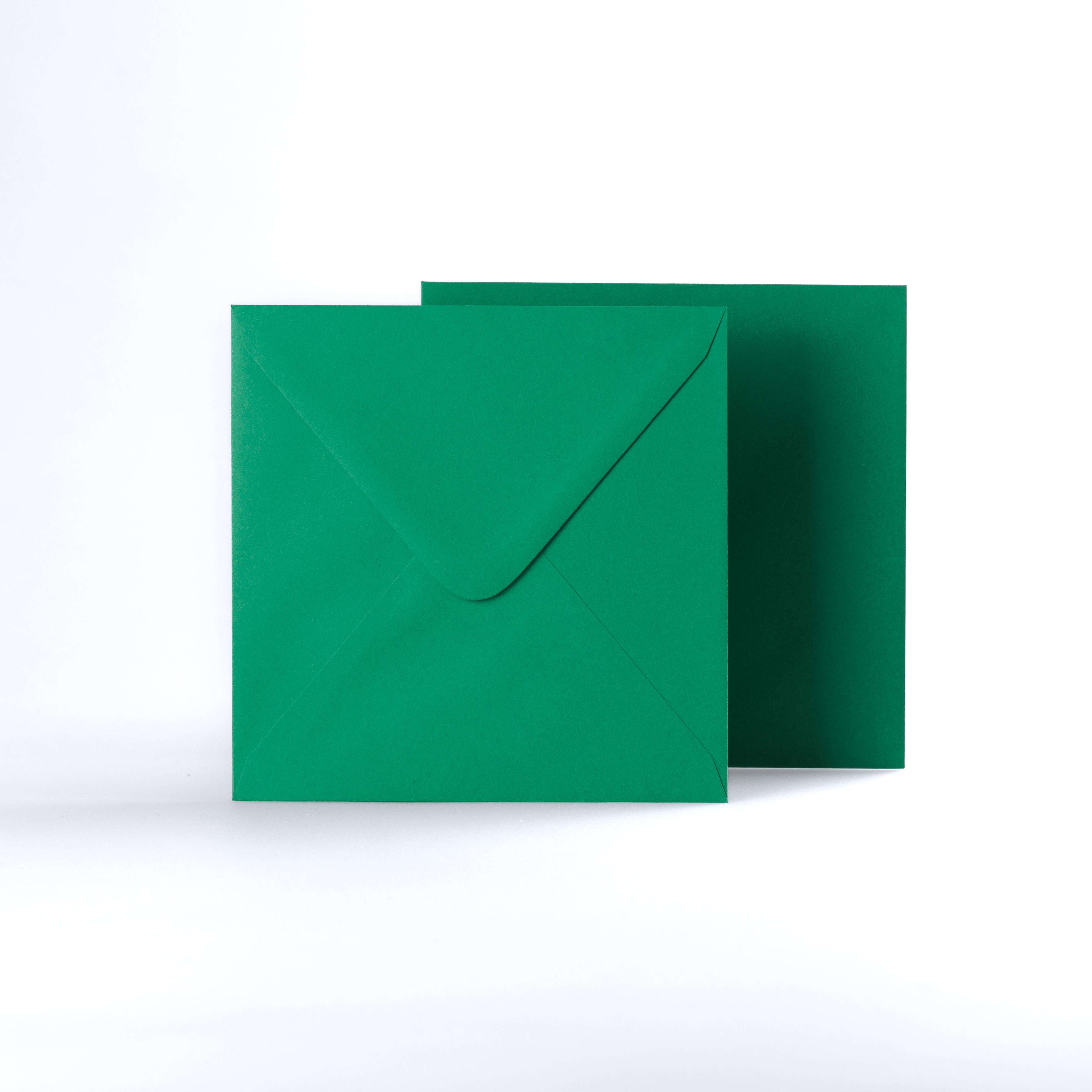 Dark Green Coloured Gummed V Flap Envelopes - Square - 155 x 155mm
