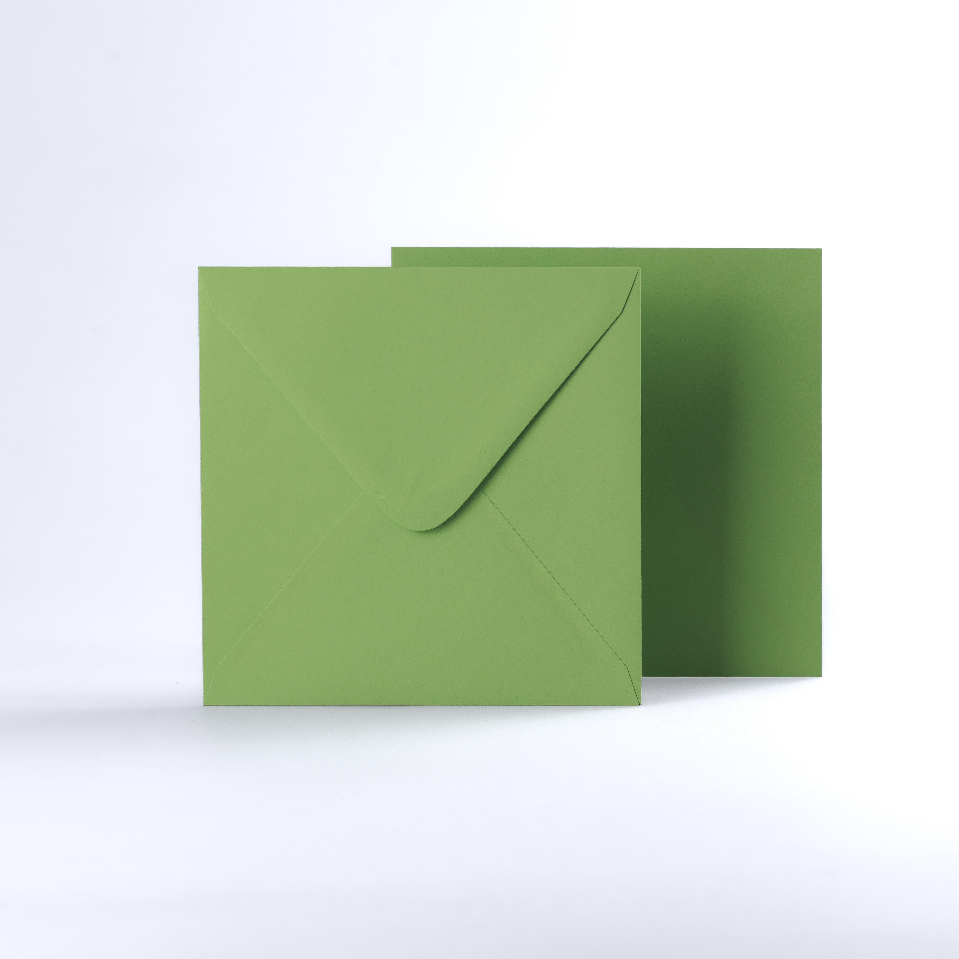 Mid Green Coloured Gummed V Flap Envelopes - Square - 155 x 155mm