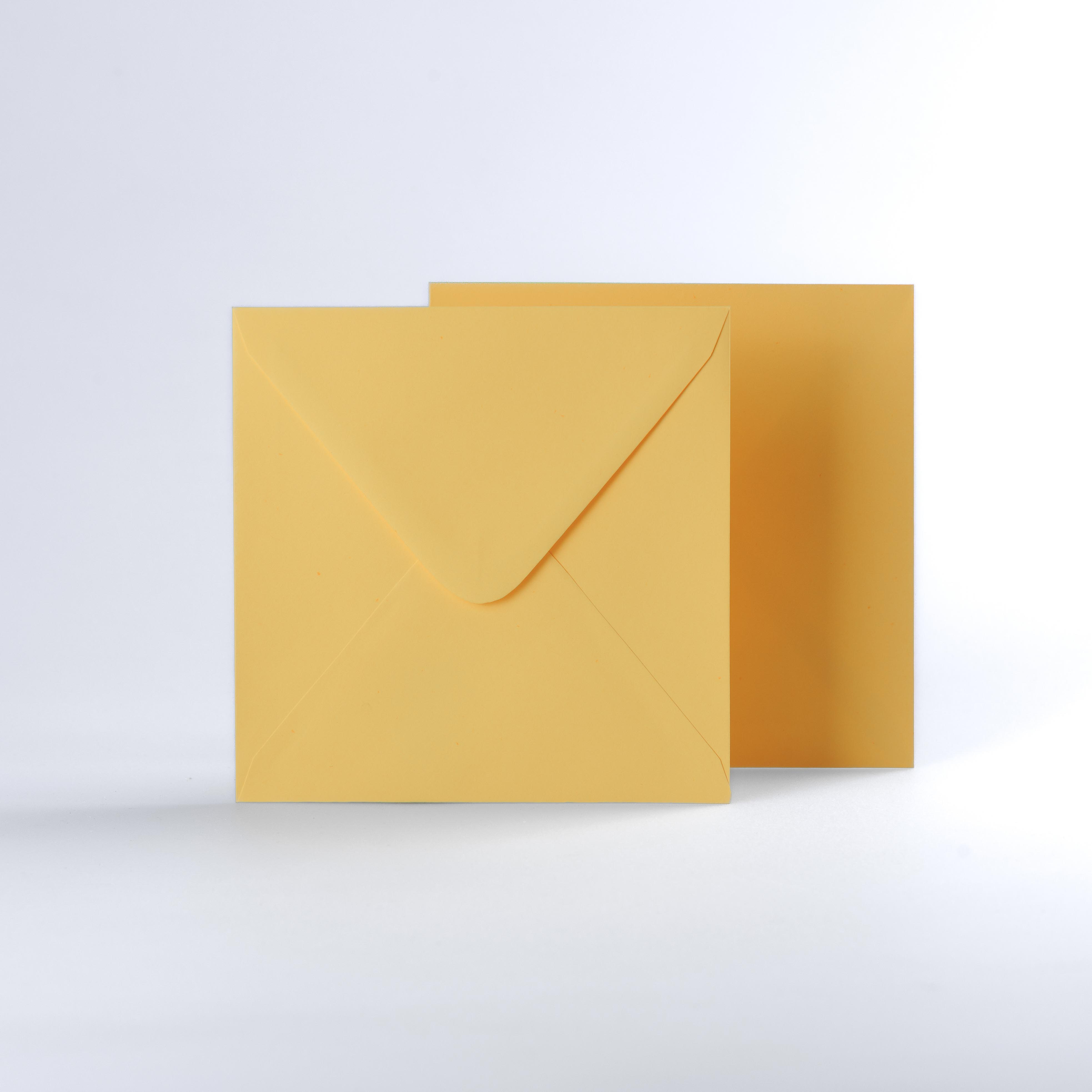 Mid Yellow Coloured Gummed V Flap Envelopes - Square - 155 x 155mm