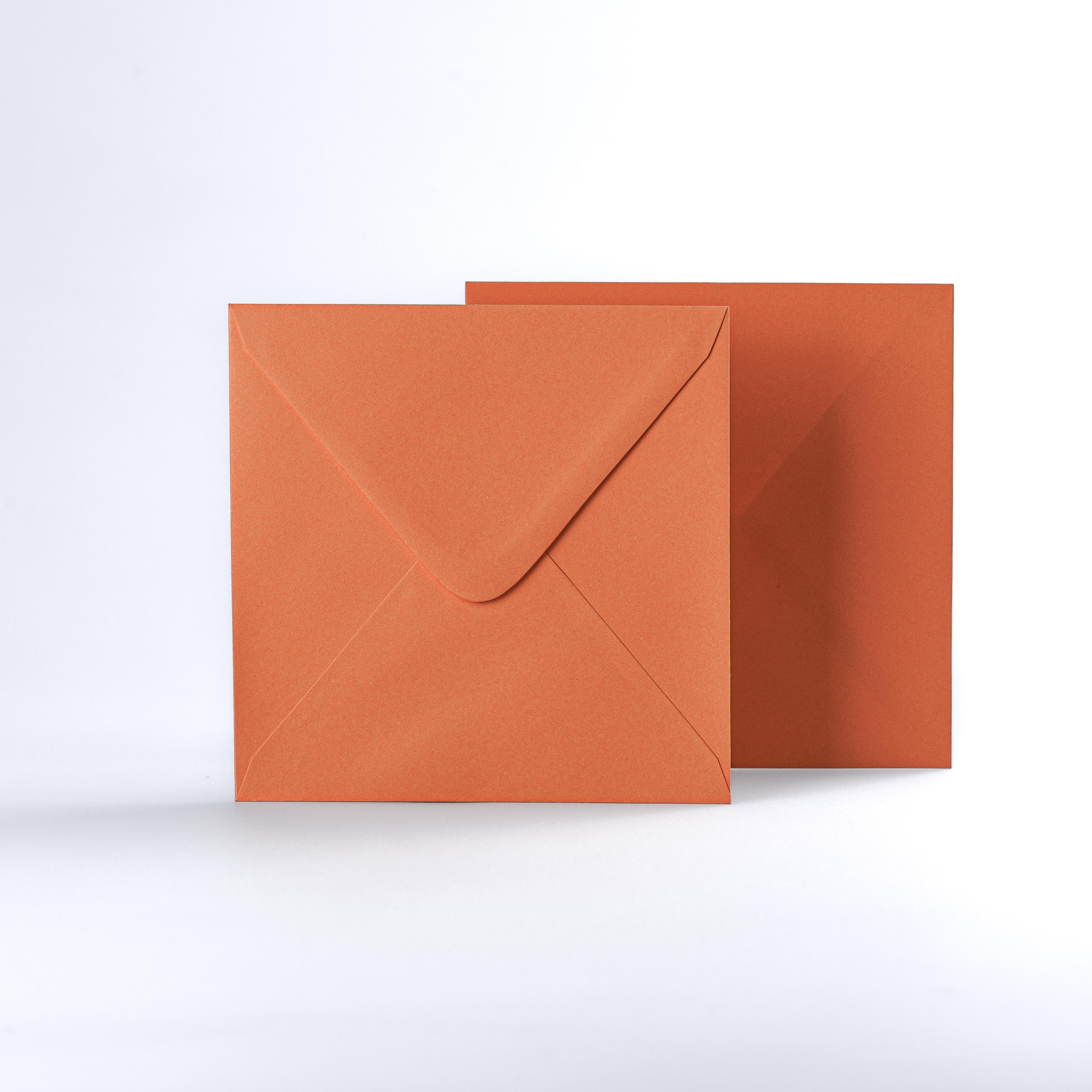 Orange Coloured Gummed V Flap Envelopes - Square - 155 x 155mm