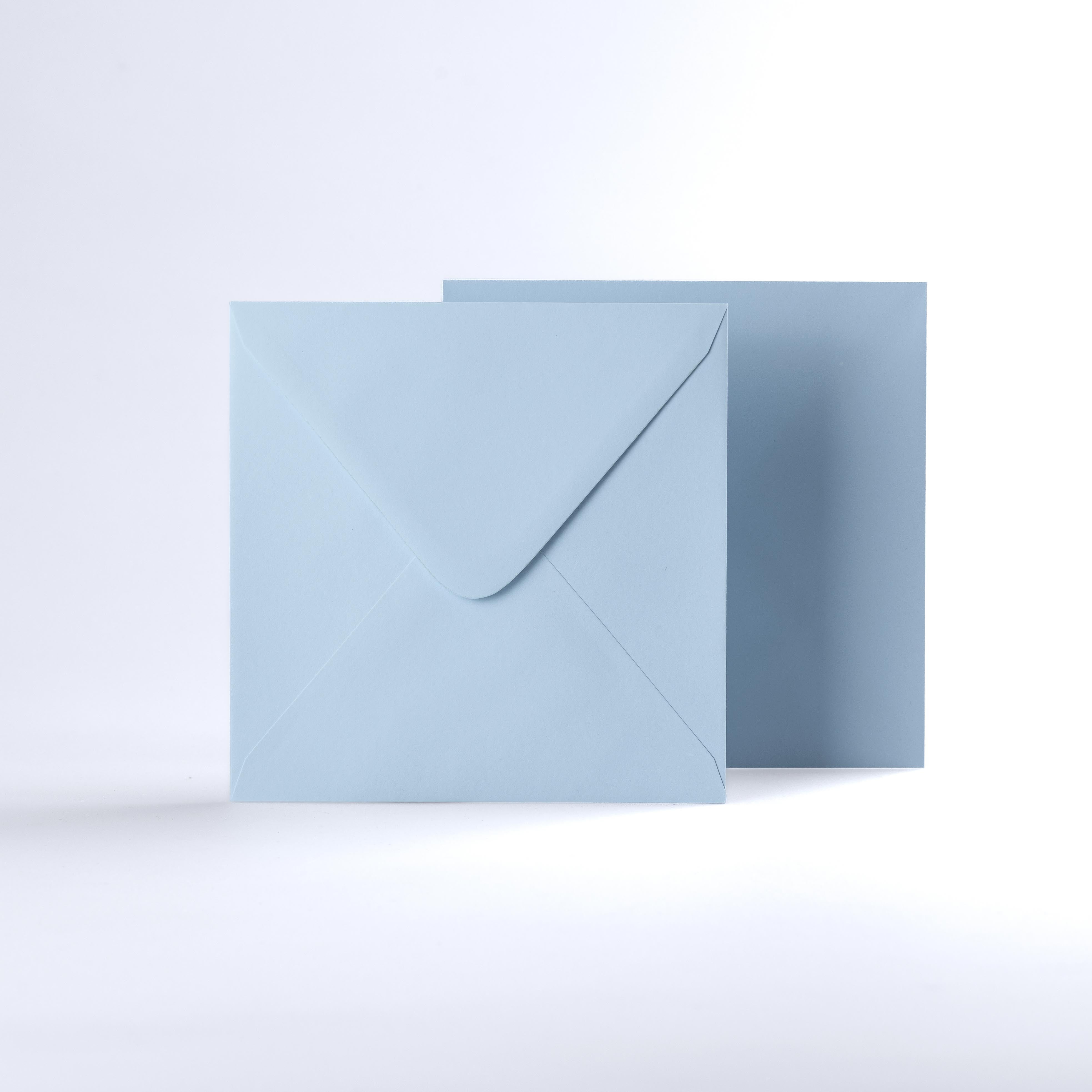 Pale Blue Coloured Gummed V Flap Envelopes - Square - 155 x 155mm