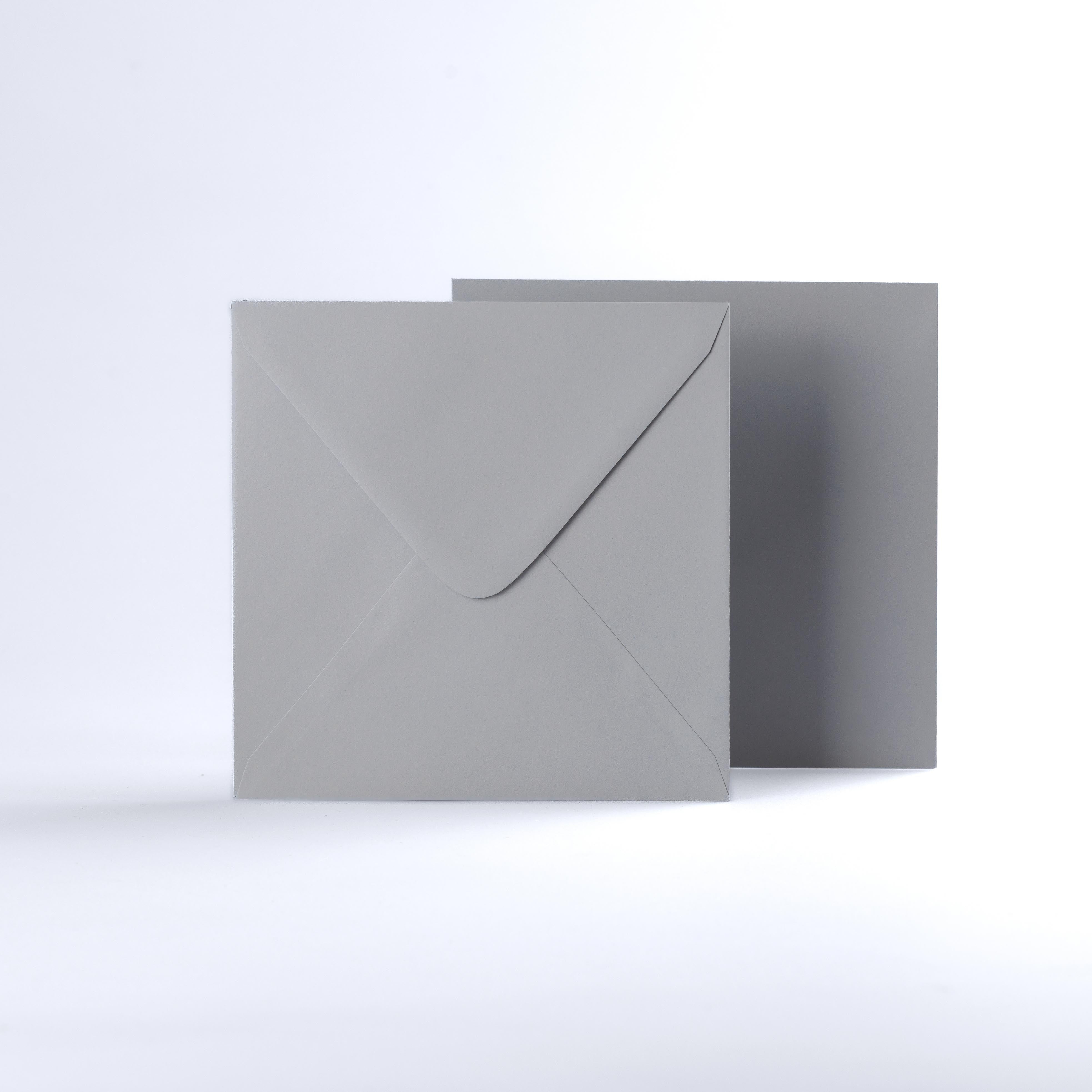 Pale Grey Coloured Gummed V Flap Envelopes - Square - 155 x 155mm