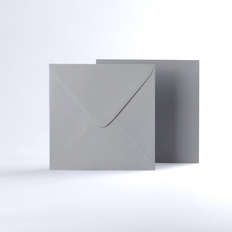 Pale Grey Coloured Gummed V Flap Envelopes - Square - 155 x 155mm