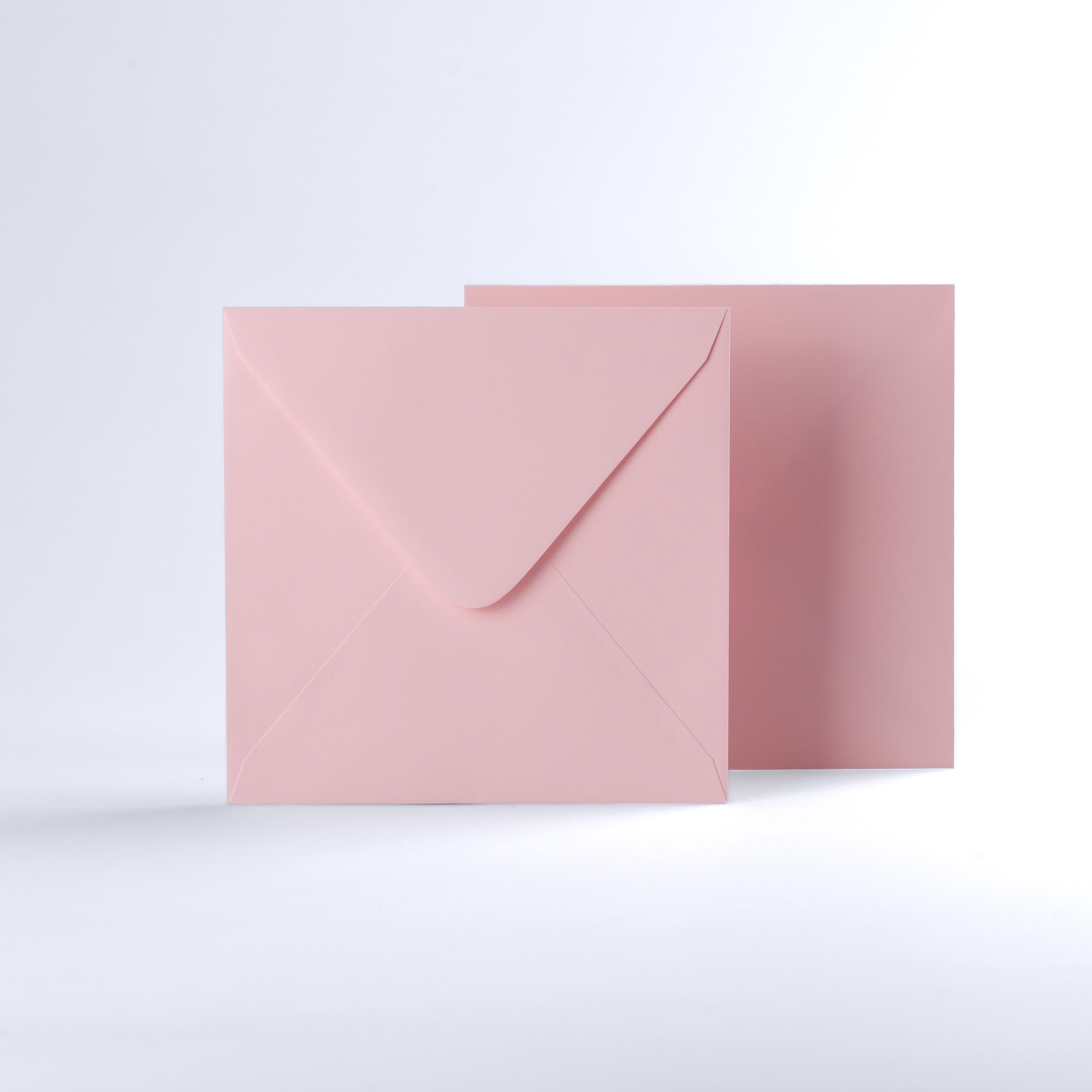 Pale Pink Coloured Gummed V Flap Envelopes - Square - 155 x 155mm