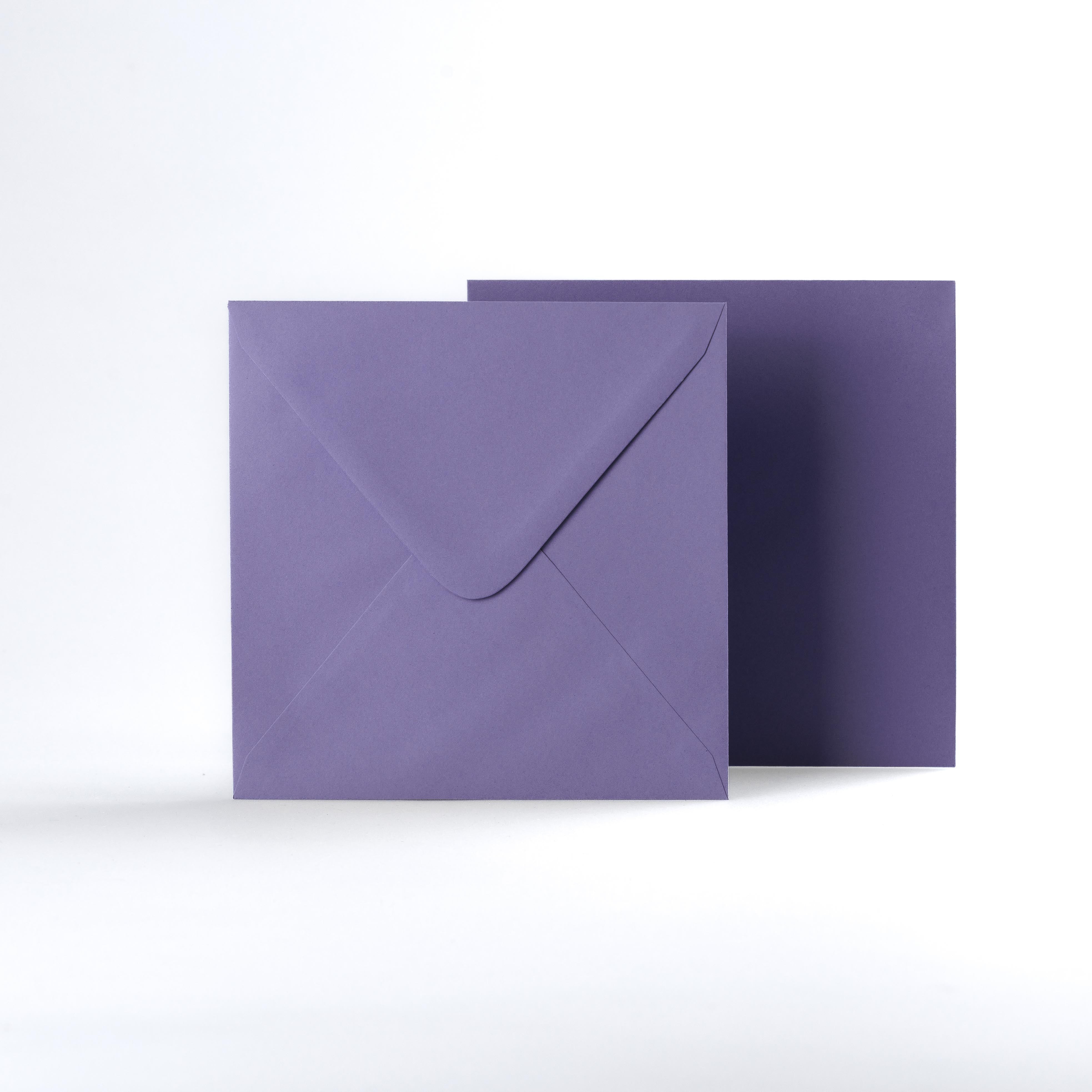 Purple Coloured Gummed V Flap Envelopes - 120gsm Square - 155 x 155mm