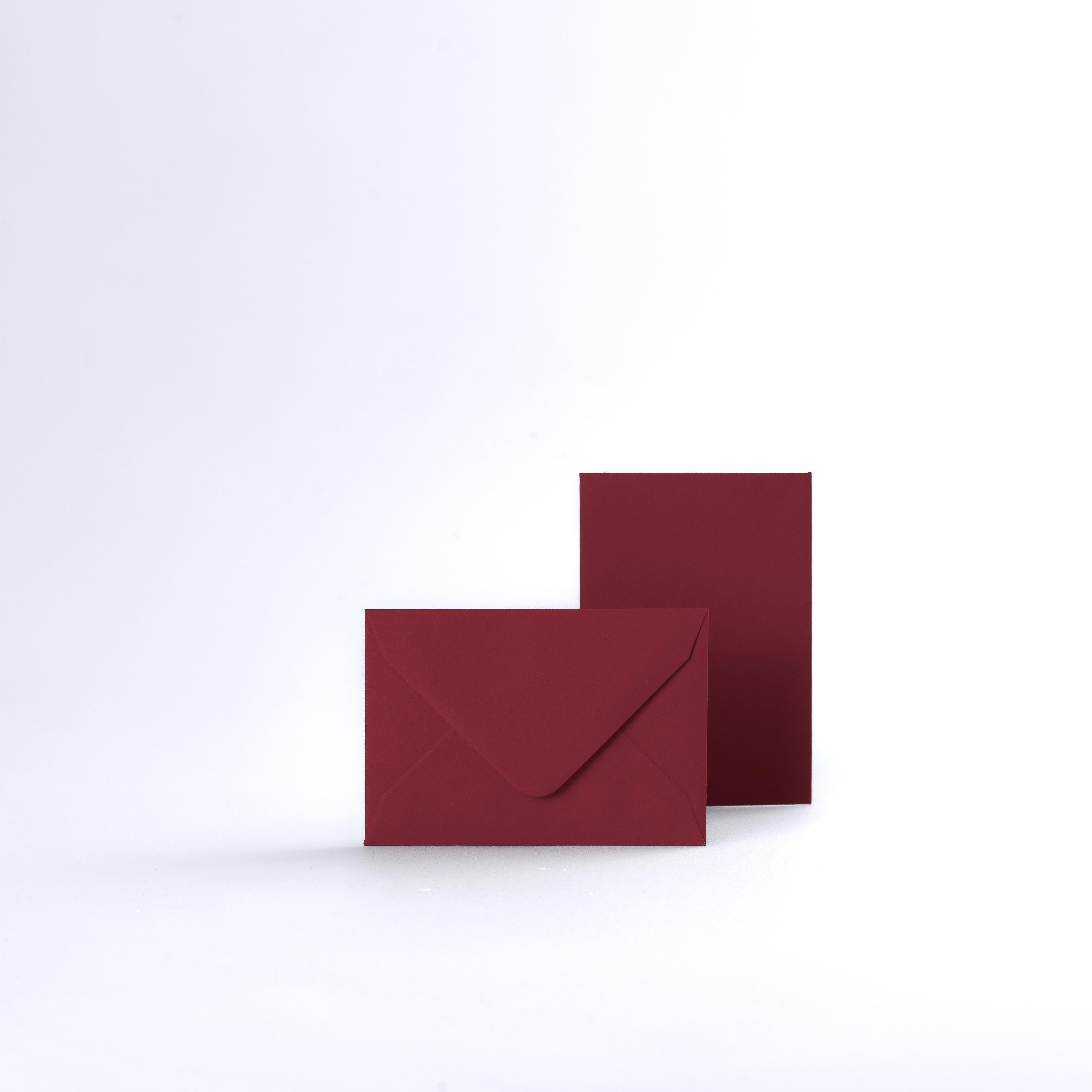 Dark Red Coloured Gummed V Flap Envelopes - 65 x 94mm