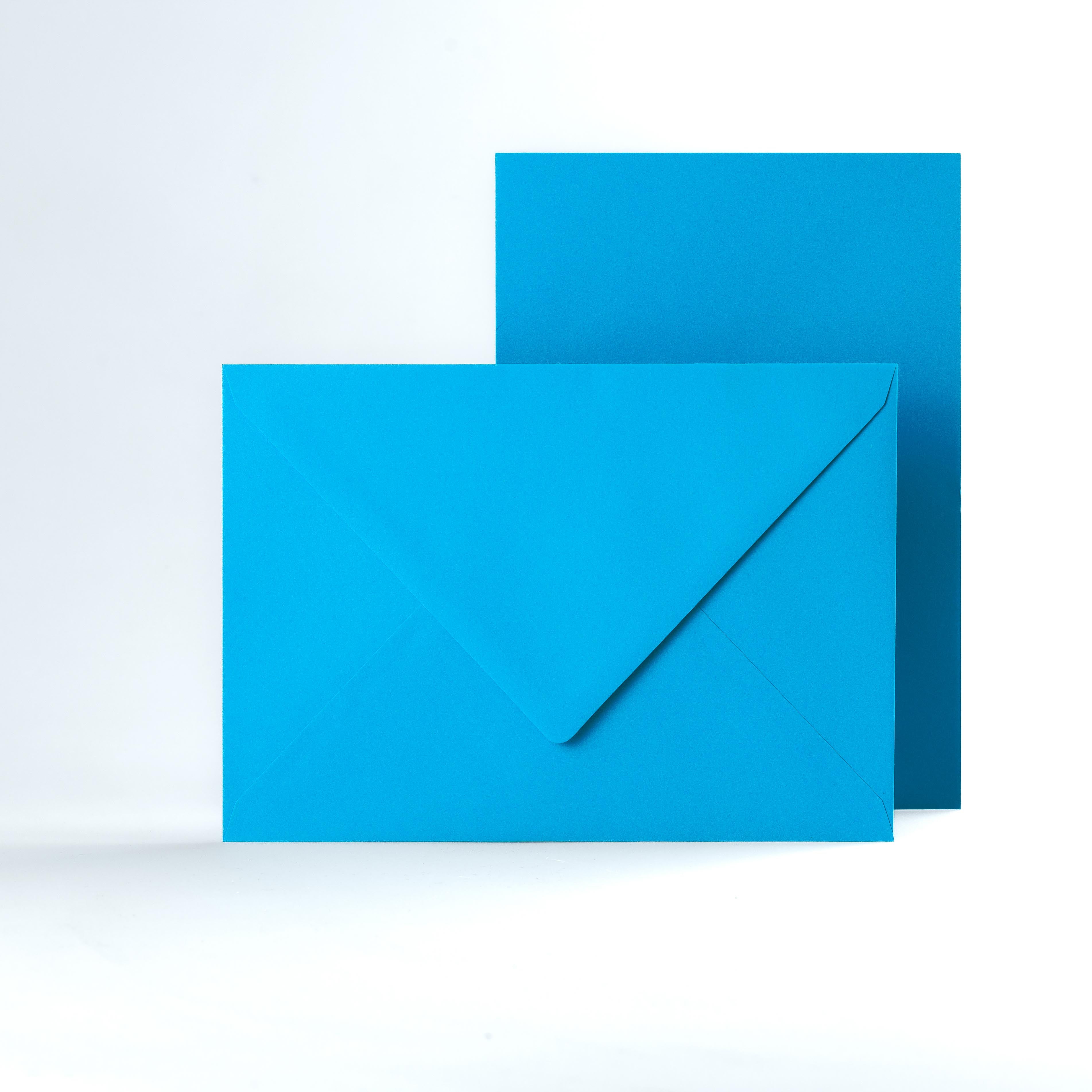 Bright Blue Coloured Gummed V Flap Envelopes - C5 - 162 x 229mm