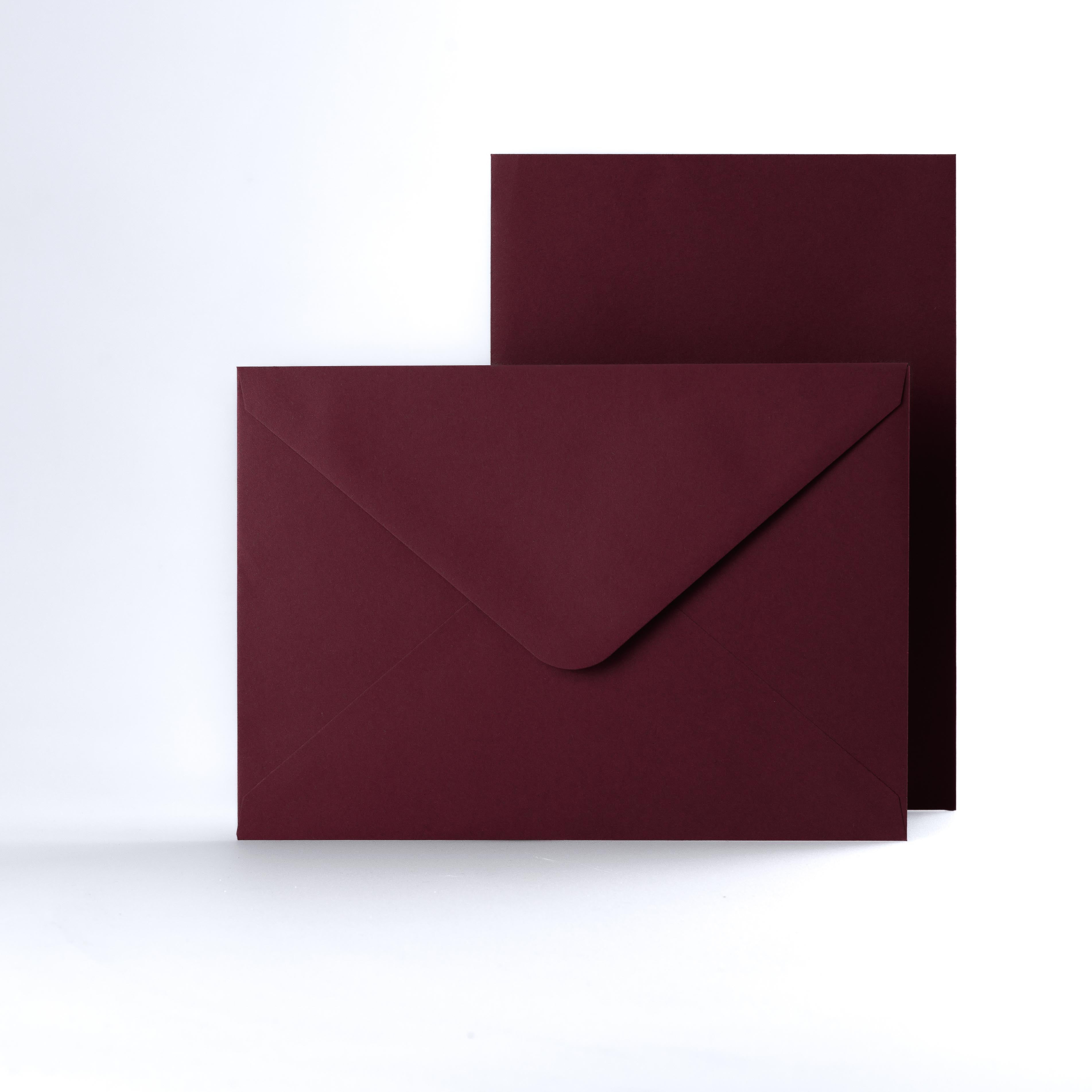 Burgundy Coloured Gummed V Flap Envelopes - Square - 155 x 155mm