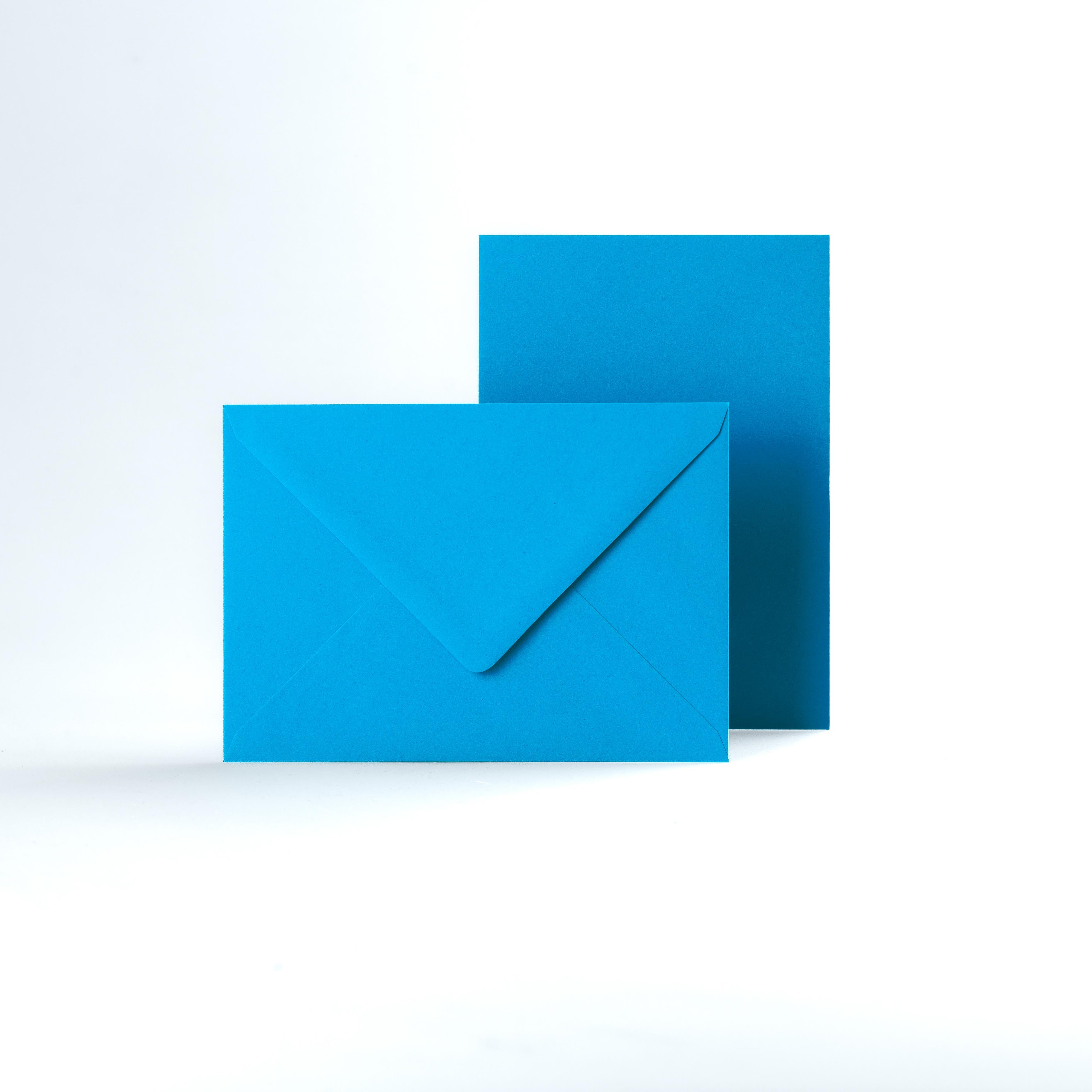 Bright Blue Coloured Gummed V Flap Envelopes - C6 - 114 x 162mm