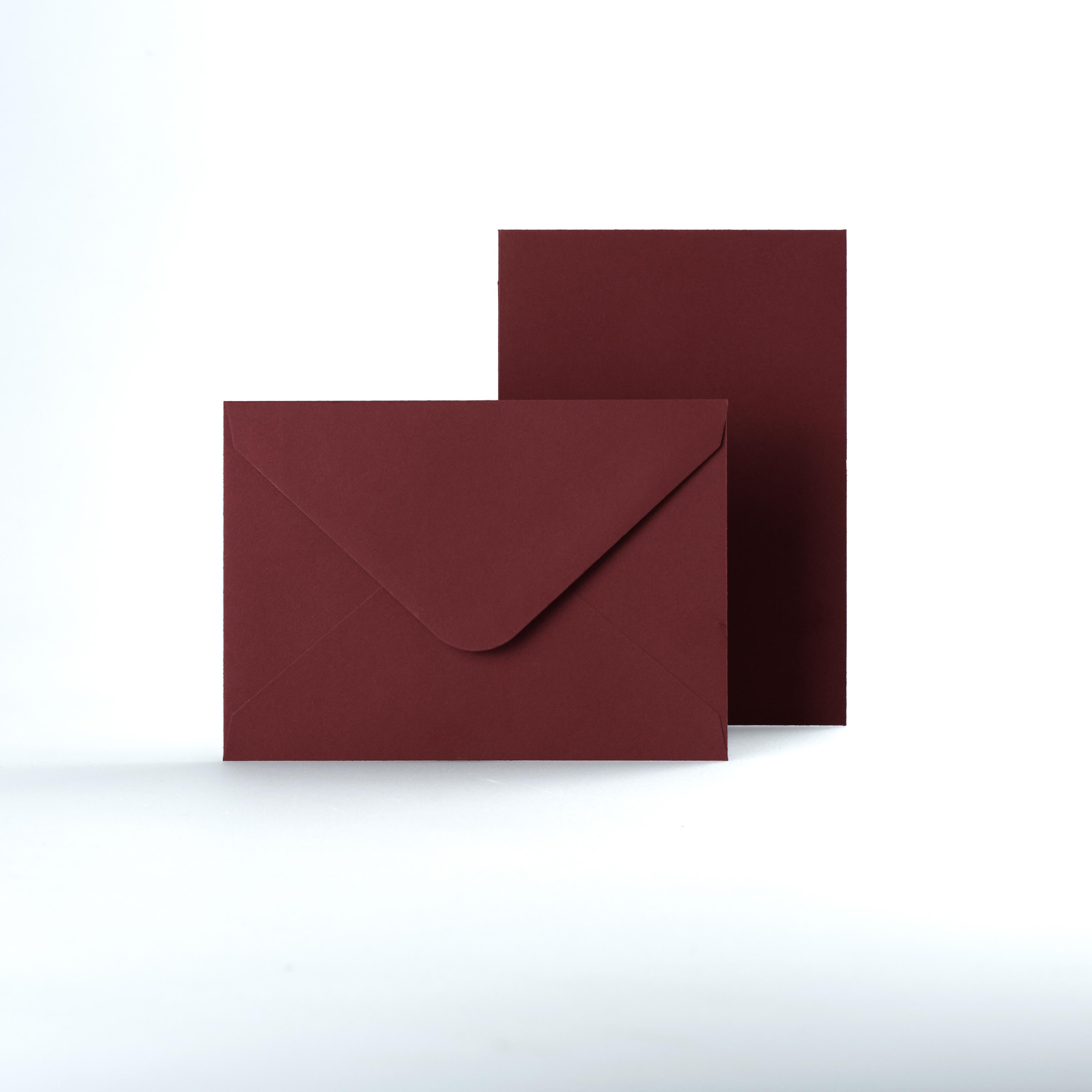 Burgundy Coloured Gummed V Flap Envelopes - Square - 155 x 155mm