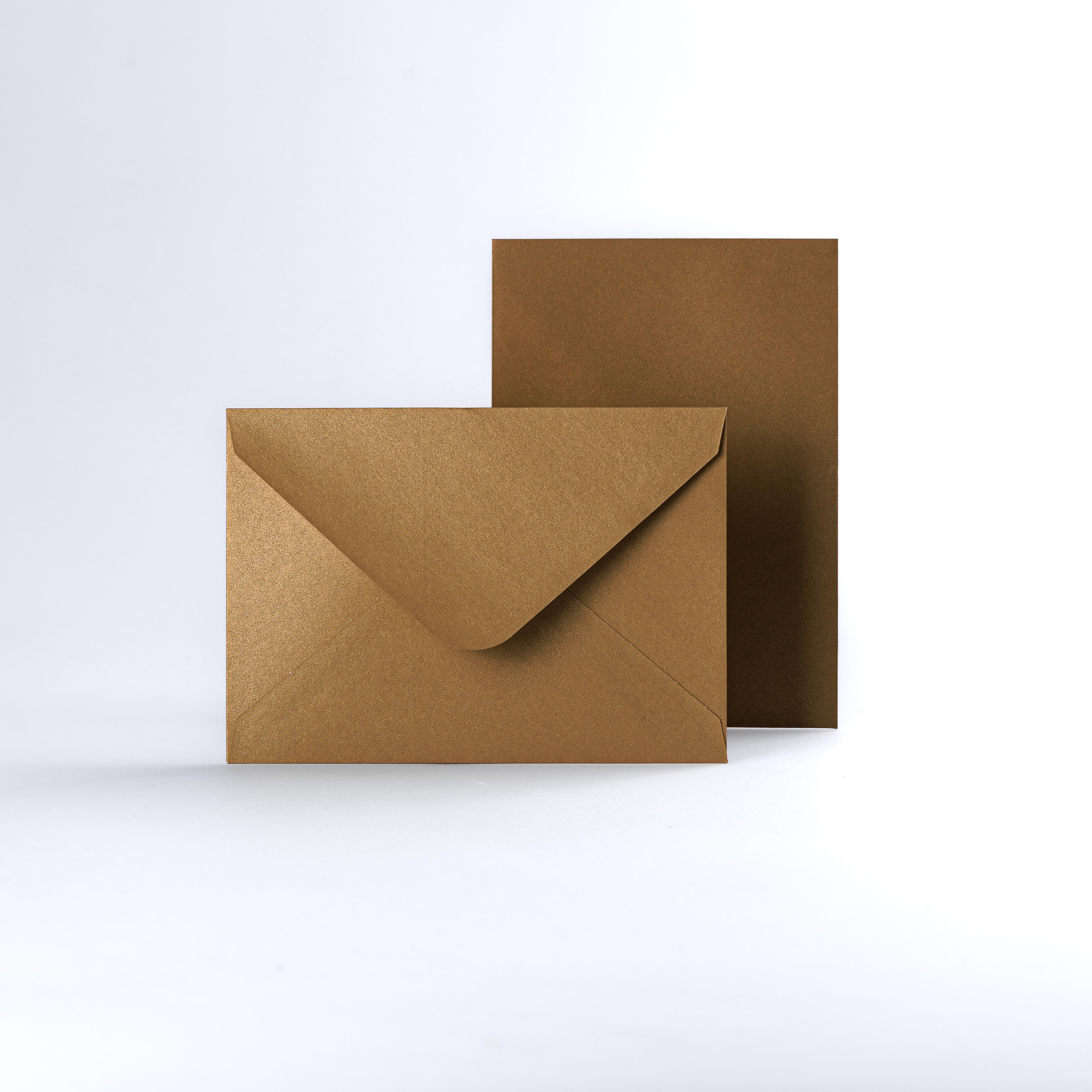 Gold Coloured Gummed V Flap Envelopes - C6 - 114 x 162mm