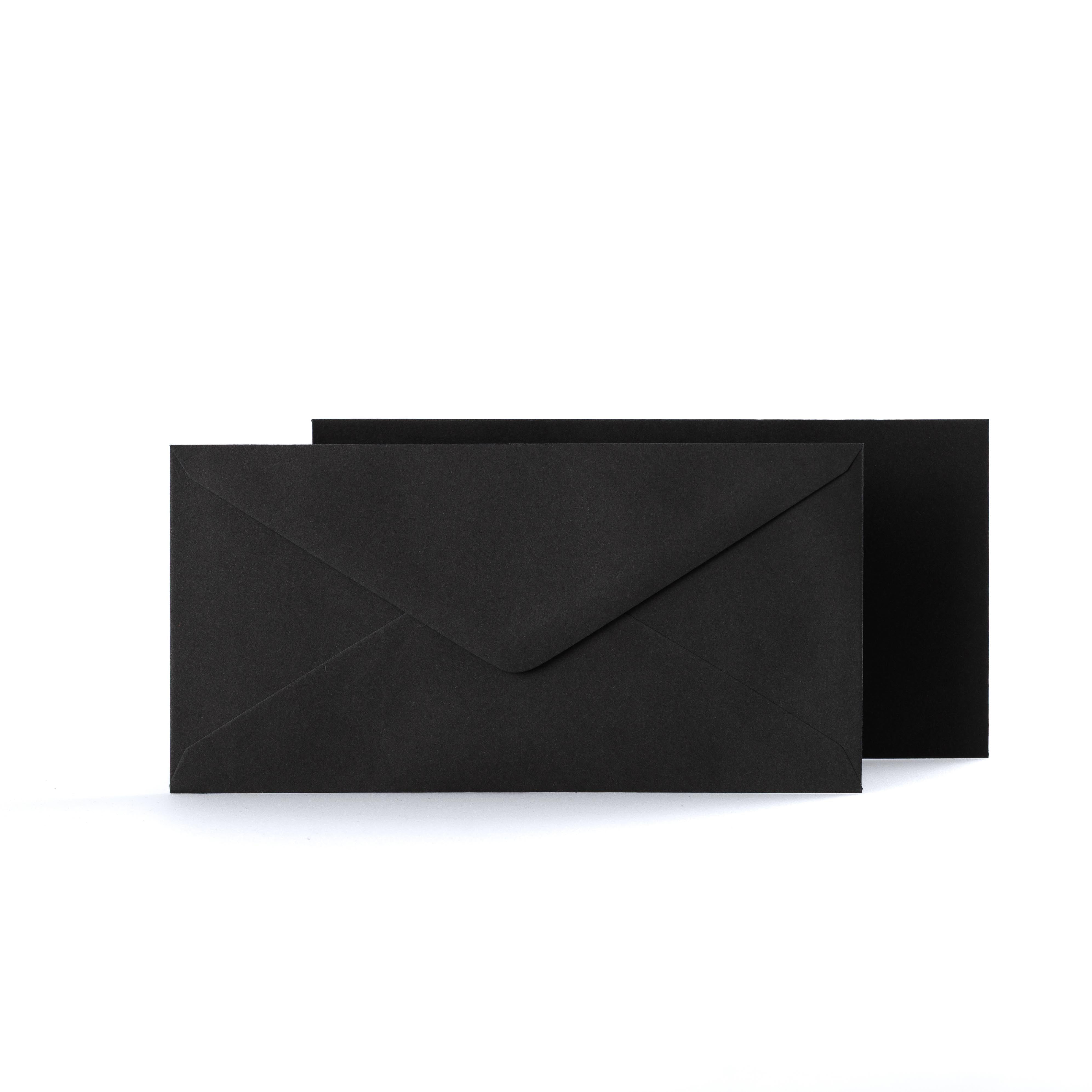 Black Coloured Gummed V Flap Envelopes - DL - 110 x 220mm