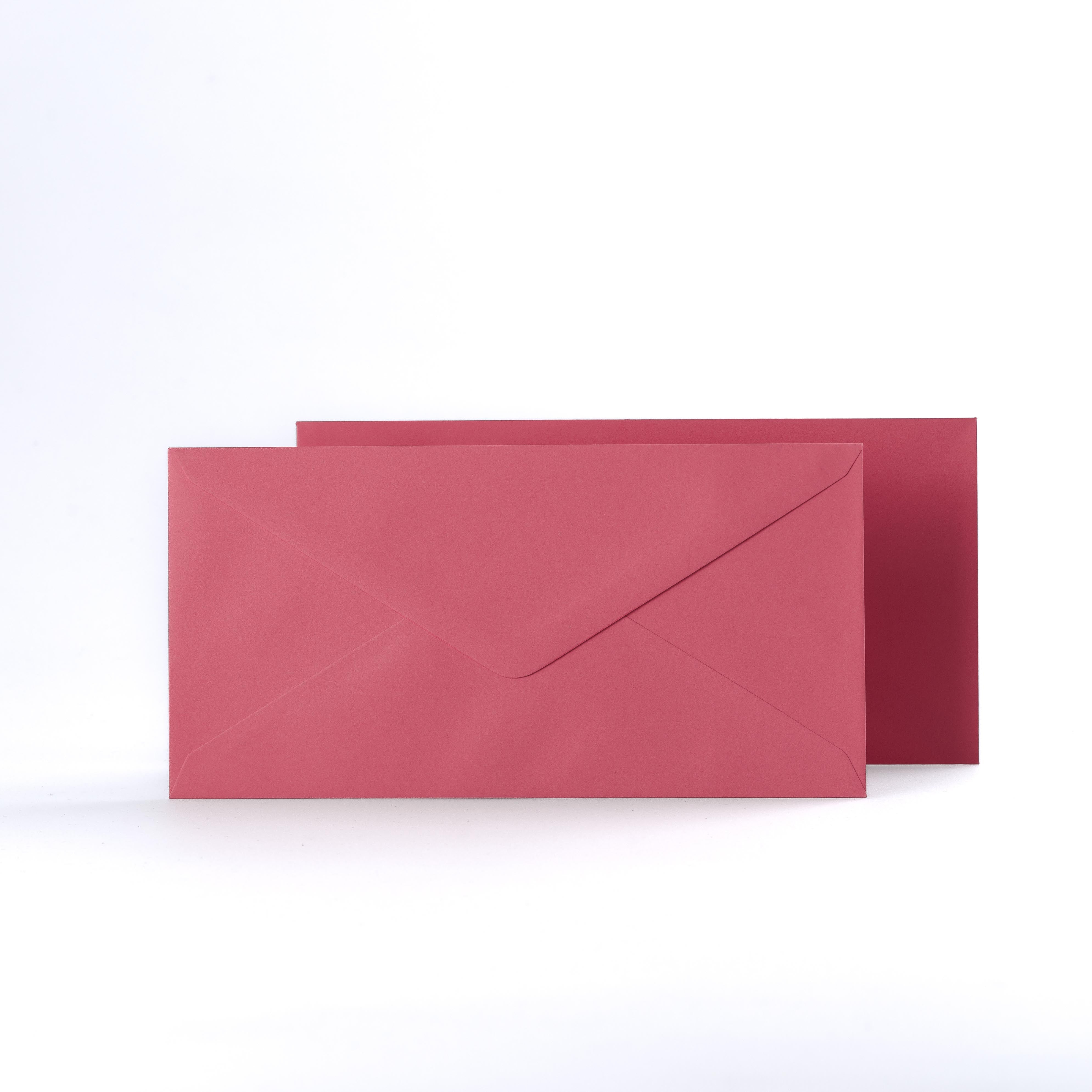 Bright Pink Coloured Gummed V Flap Envelopes - DL - 110 x 220mm
